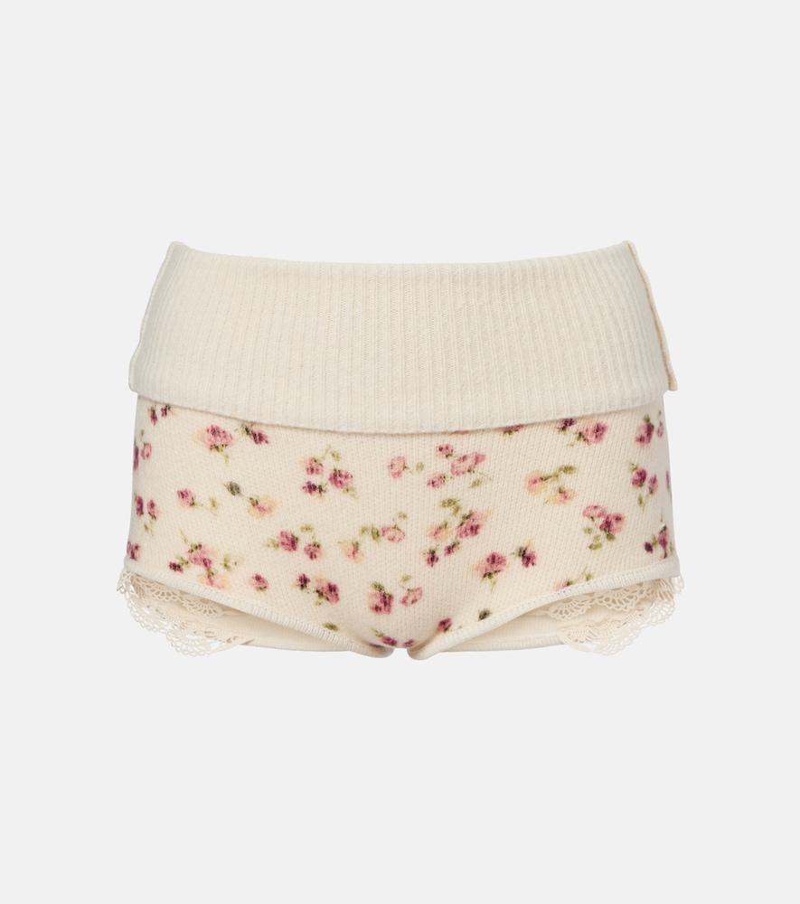 magda butrym floral wool, silk, and cashmere shorts