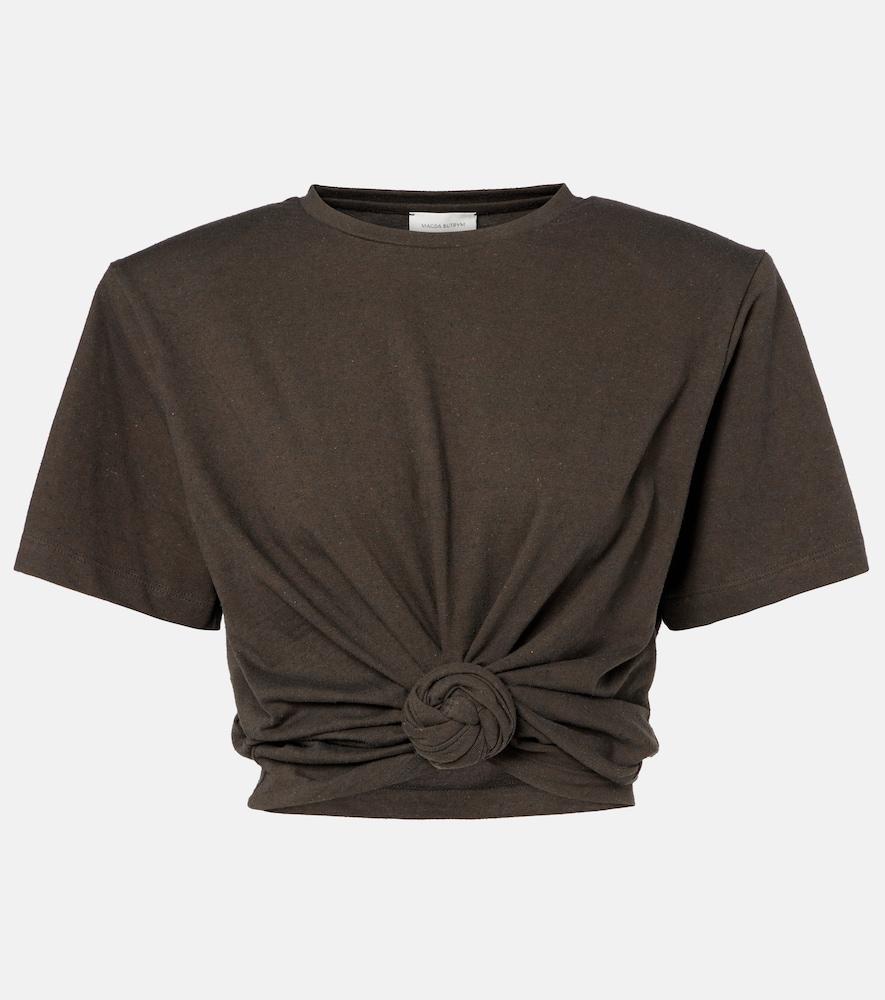 magda butrym gathered cotton and silk t-shirt