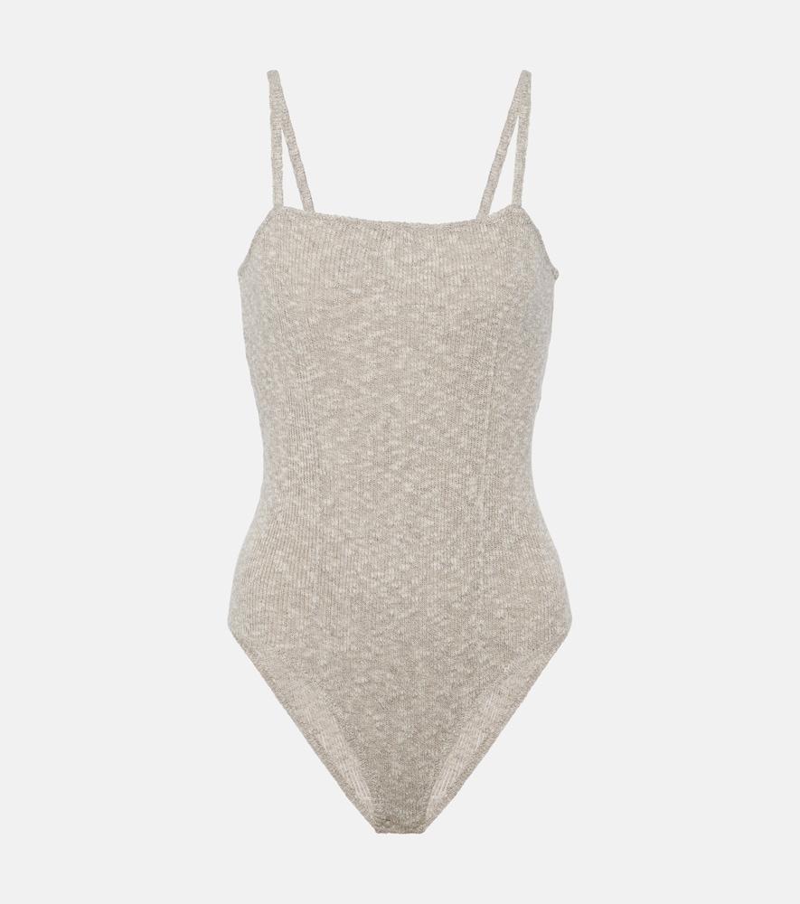 magda butrym knitted linen and cotton bodysuit