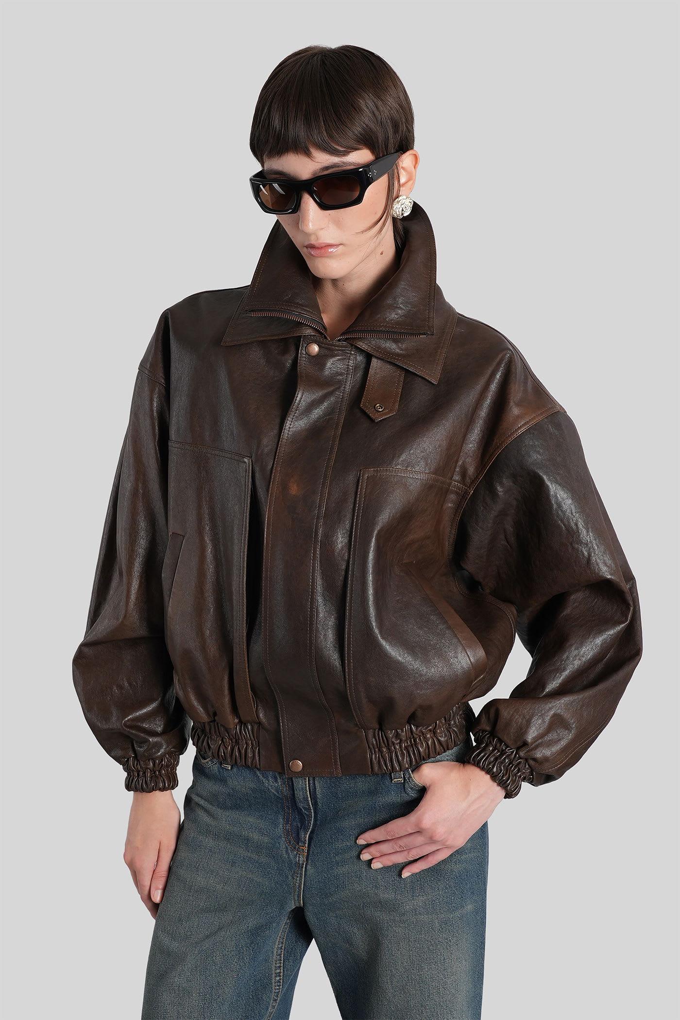magda butrym leather 20 leather jacket in brown leather