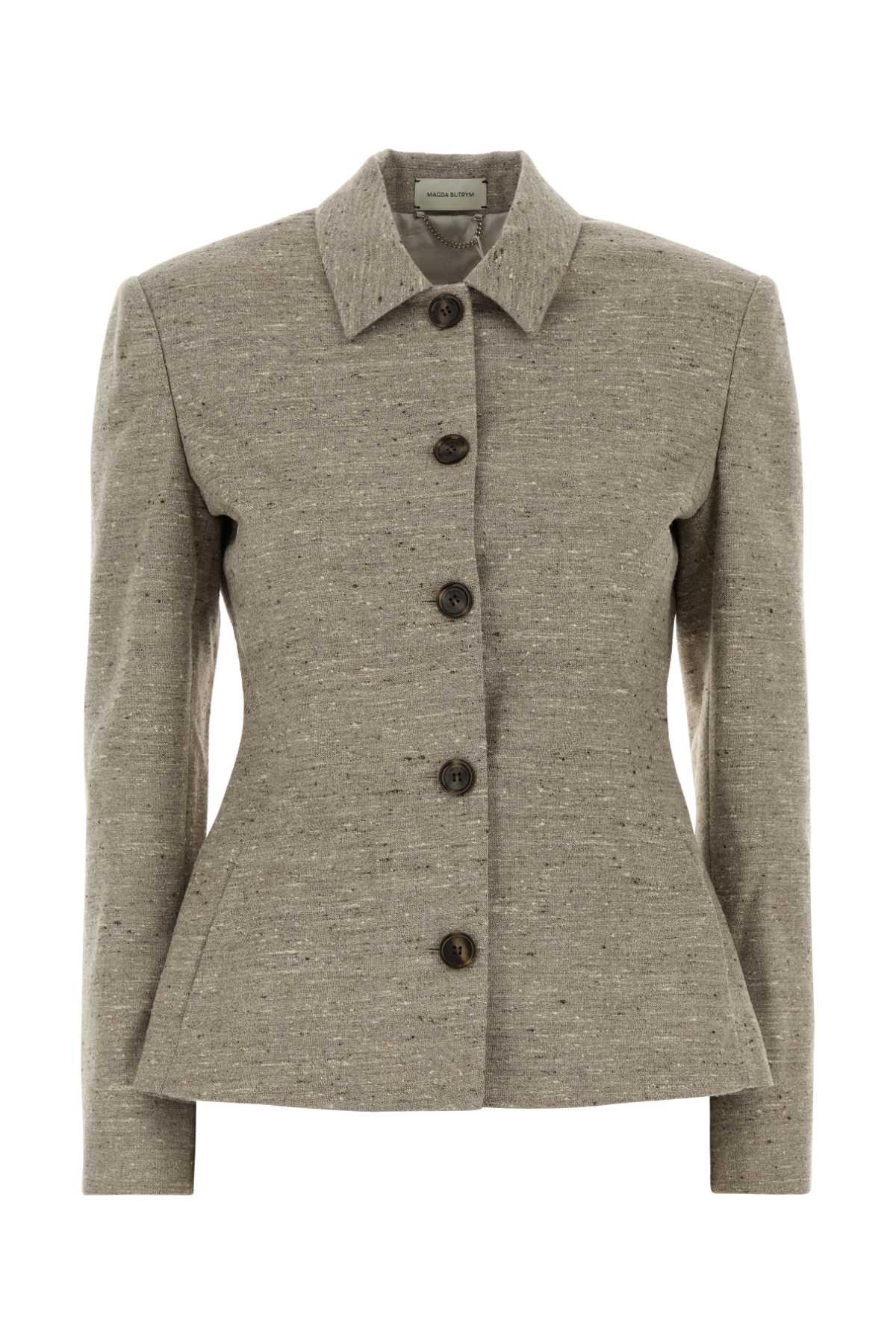 magda butrym melange dove grey silk blend blazer