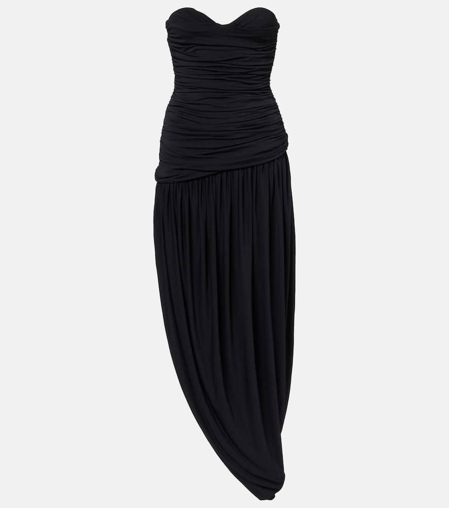 magda butrym ruched asymmetric draped midi dress