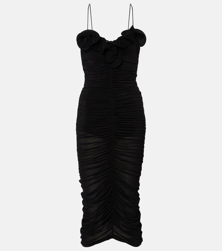 magda butrym ruffled ruched jersey midi dress