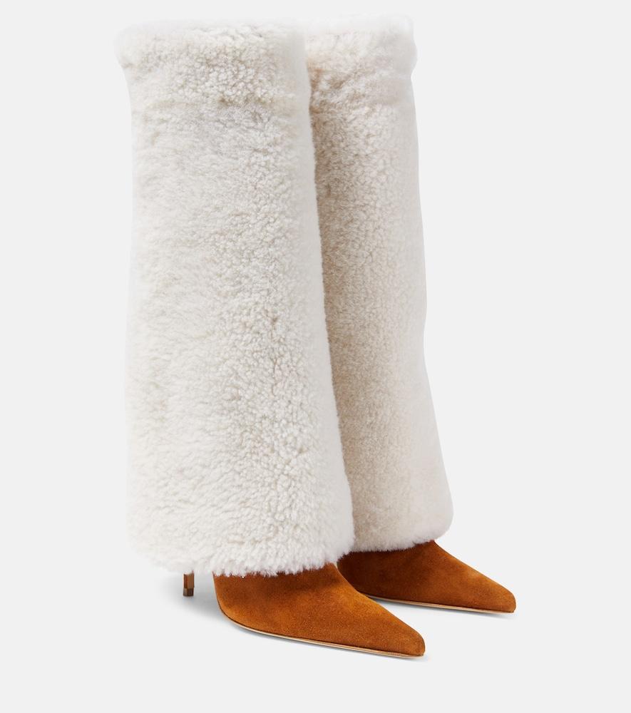 magda butrym shearling and suede knee
