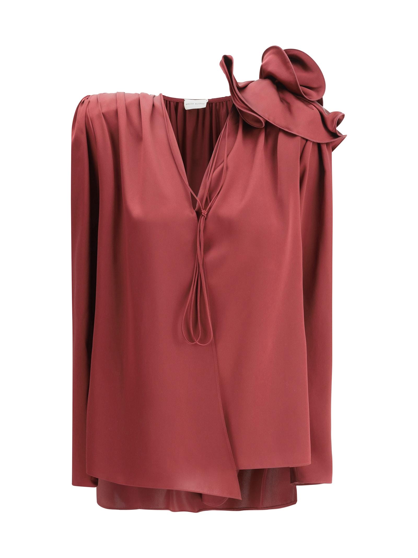 magda butrym silk blouse with rose detail
