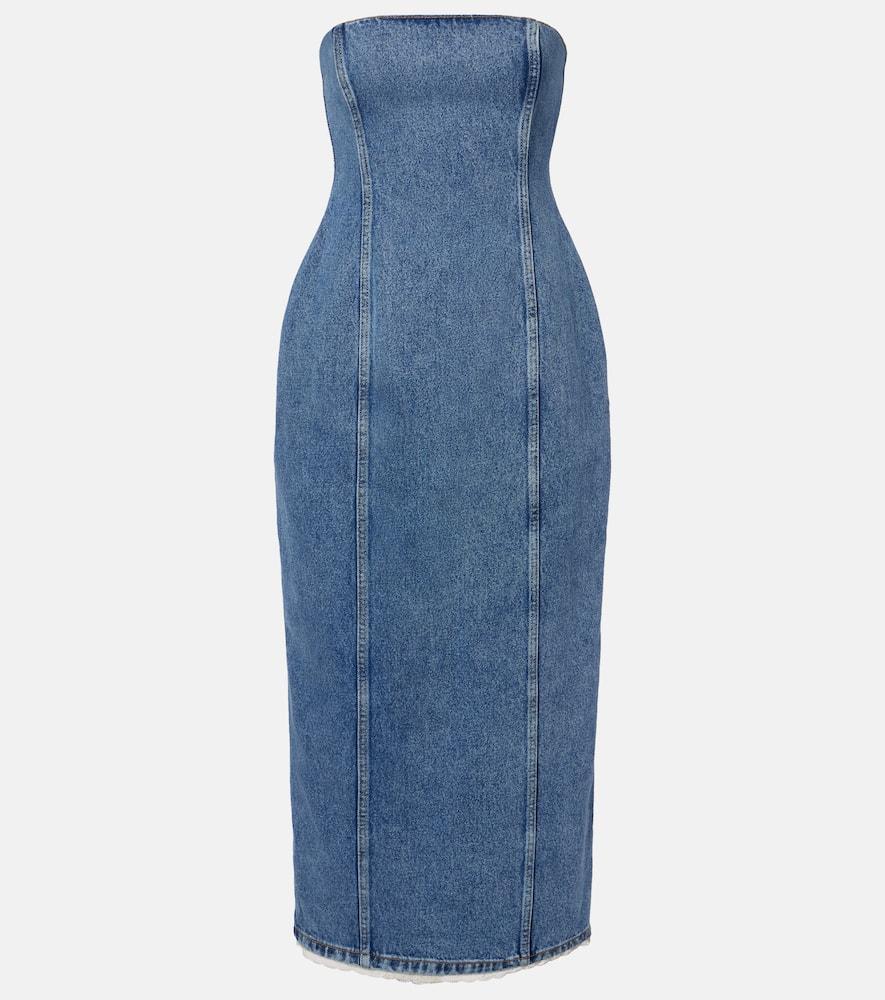 magda butrym strapless denim bustier dress