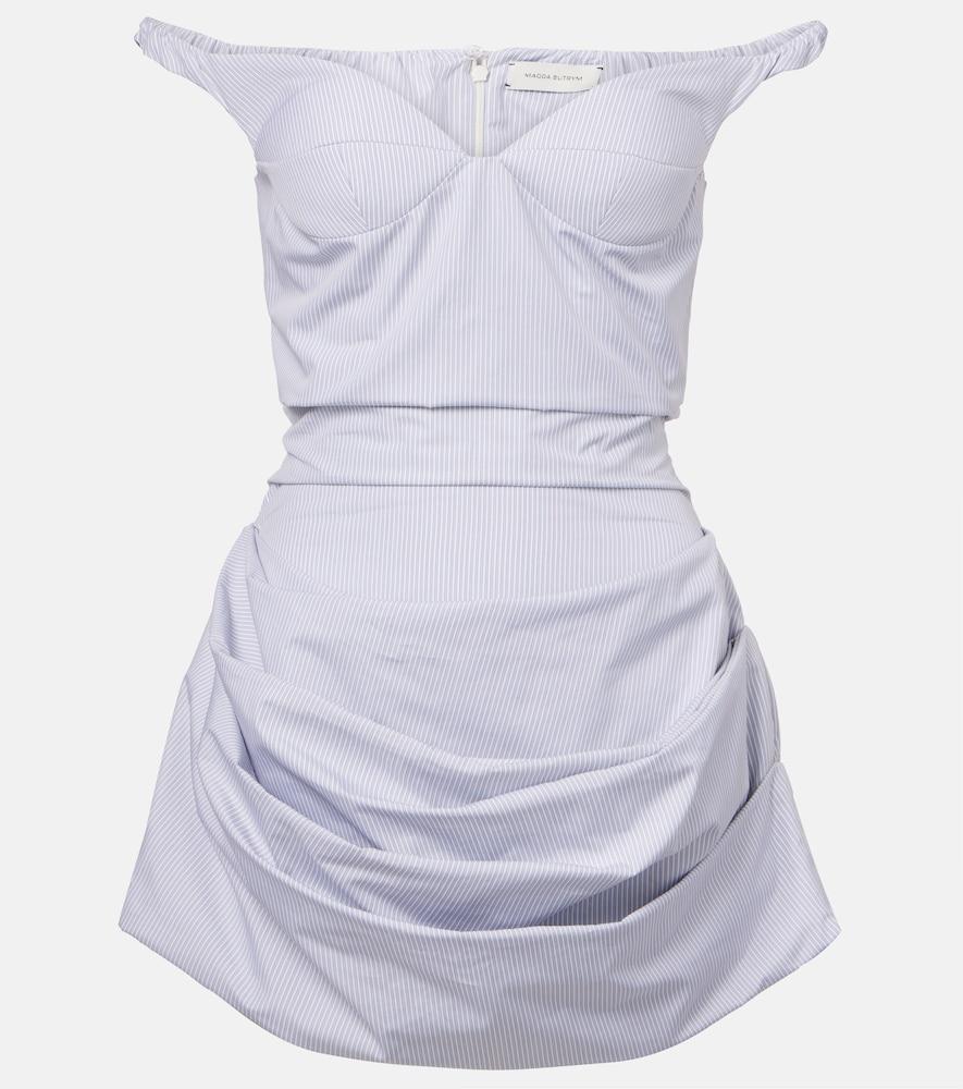 magda butrym striped draped cotton poplin bustier dress