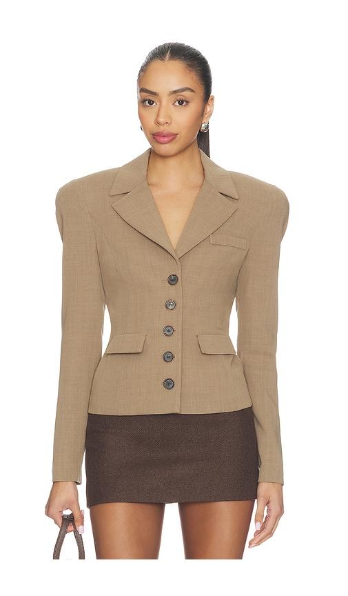 magda butrym tailored blazer in beige.