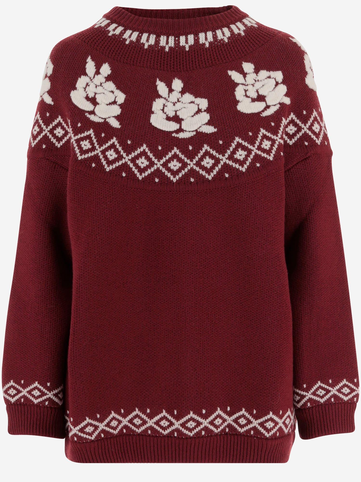 magda butrym wool sweater with floral pattern
