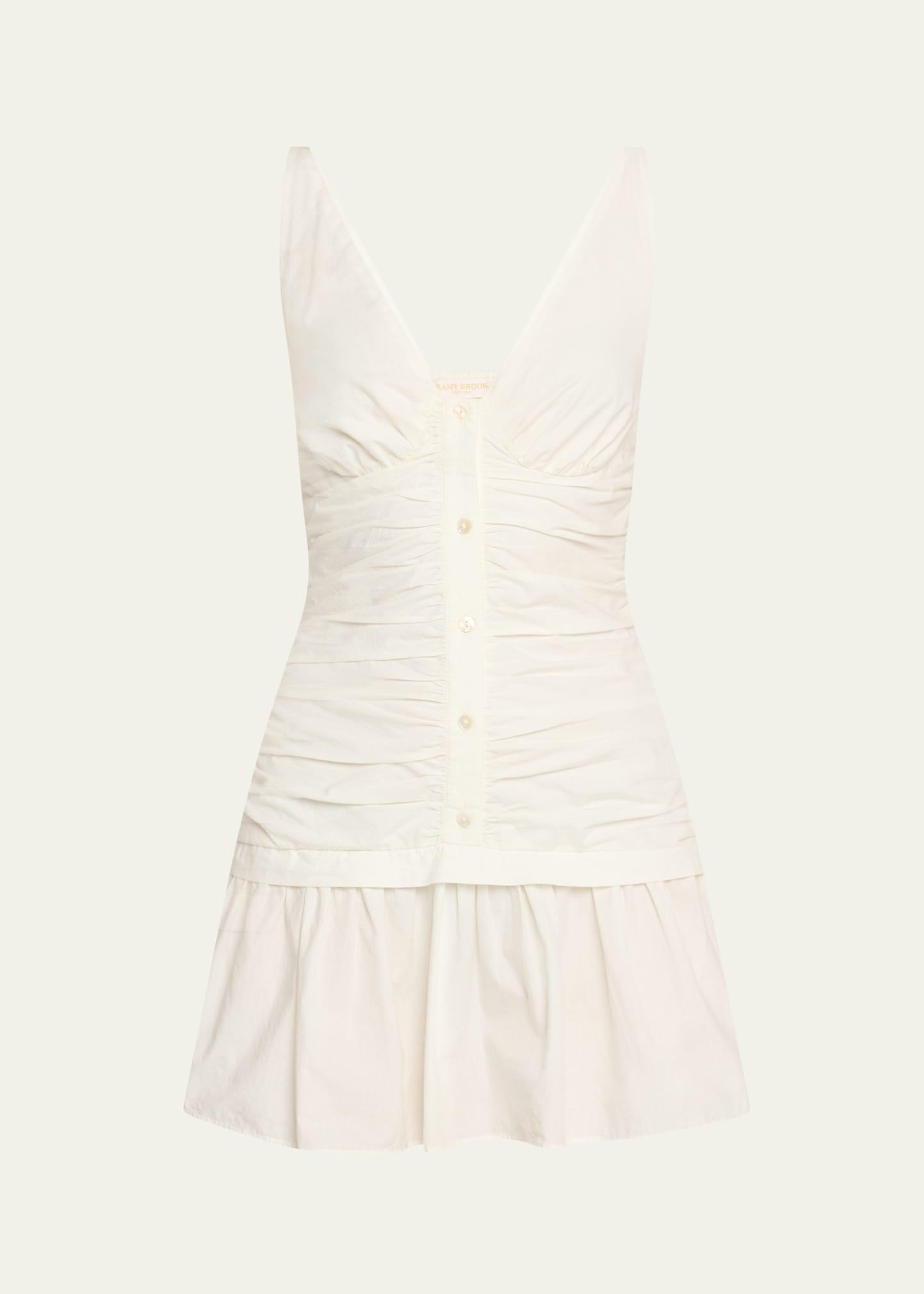 maggie ruched poplin mini dress