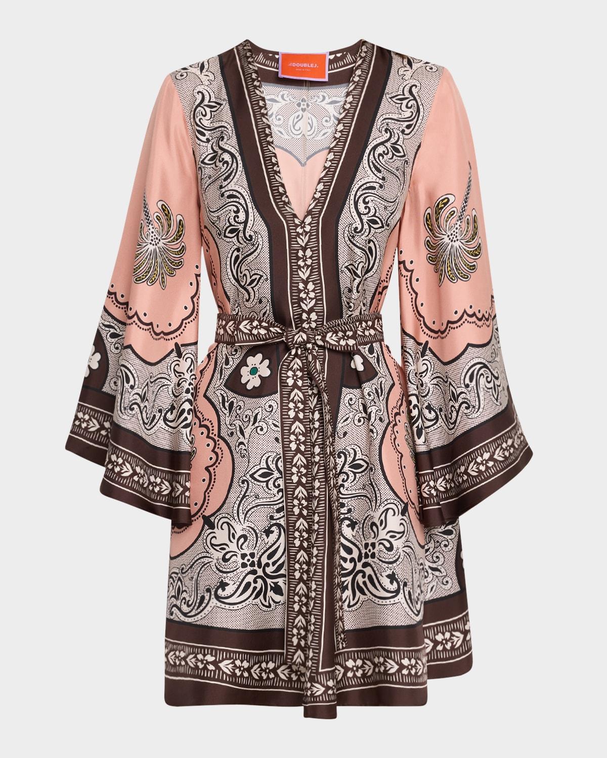 magnifico long-sleeve silk mini dress