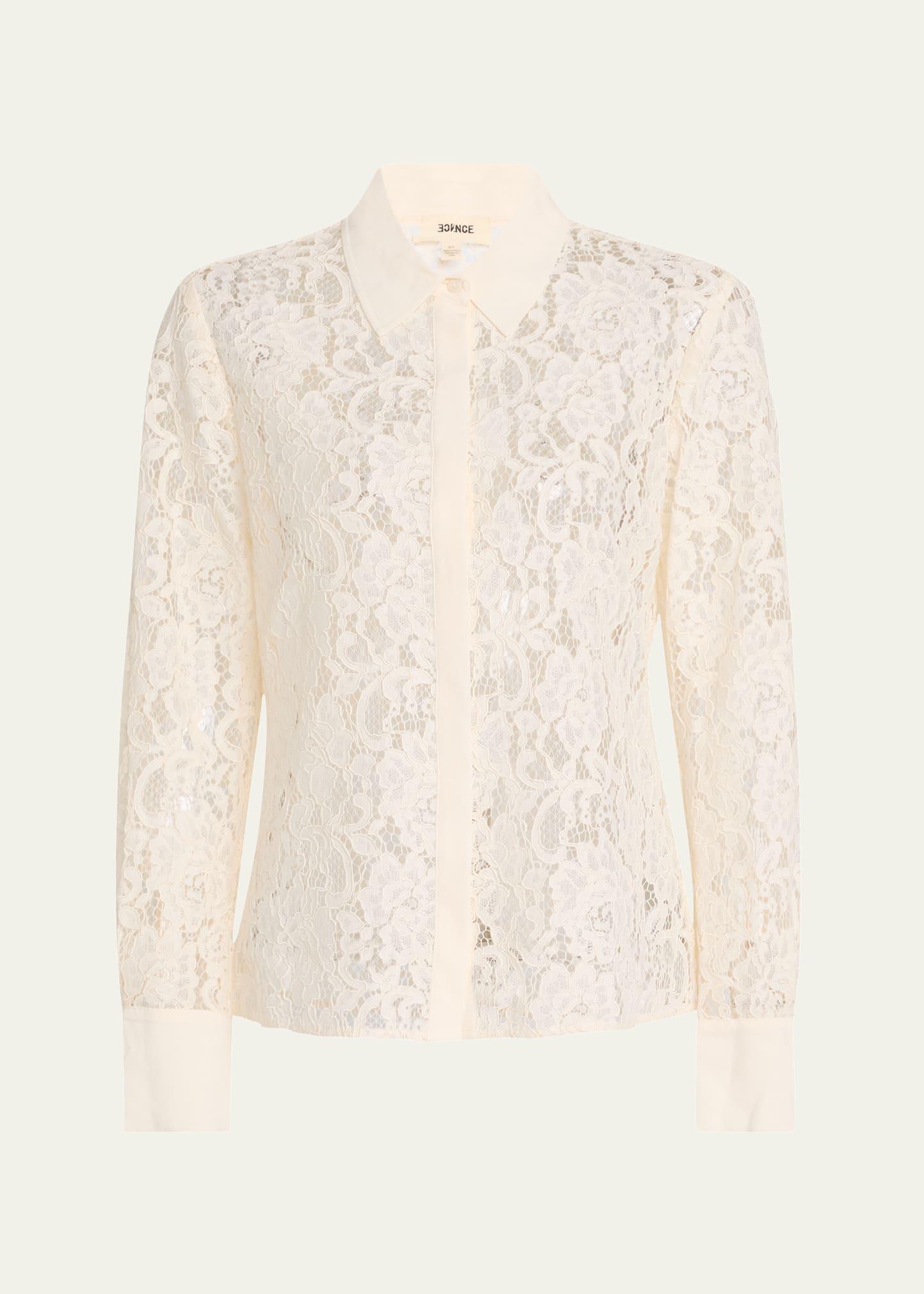maia lace button-front blouse