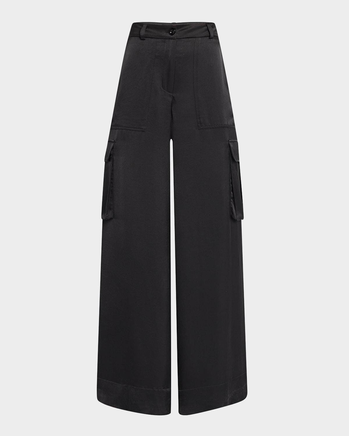 maia silky satin cargo pants