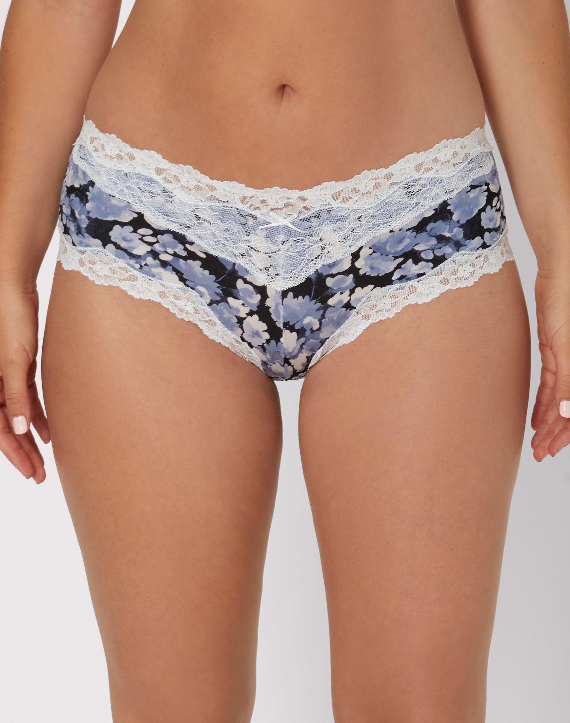 maidenform cheeky hipster denim water flower w/white 5 women's