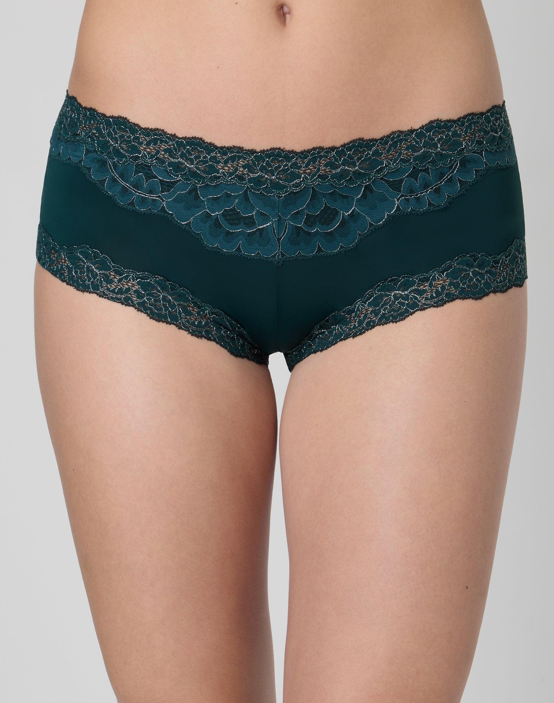 maidenform cheeky hipster fashion green w/ silver 5 women's