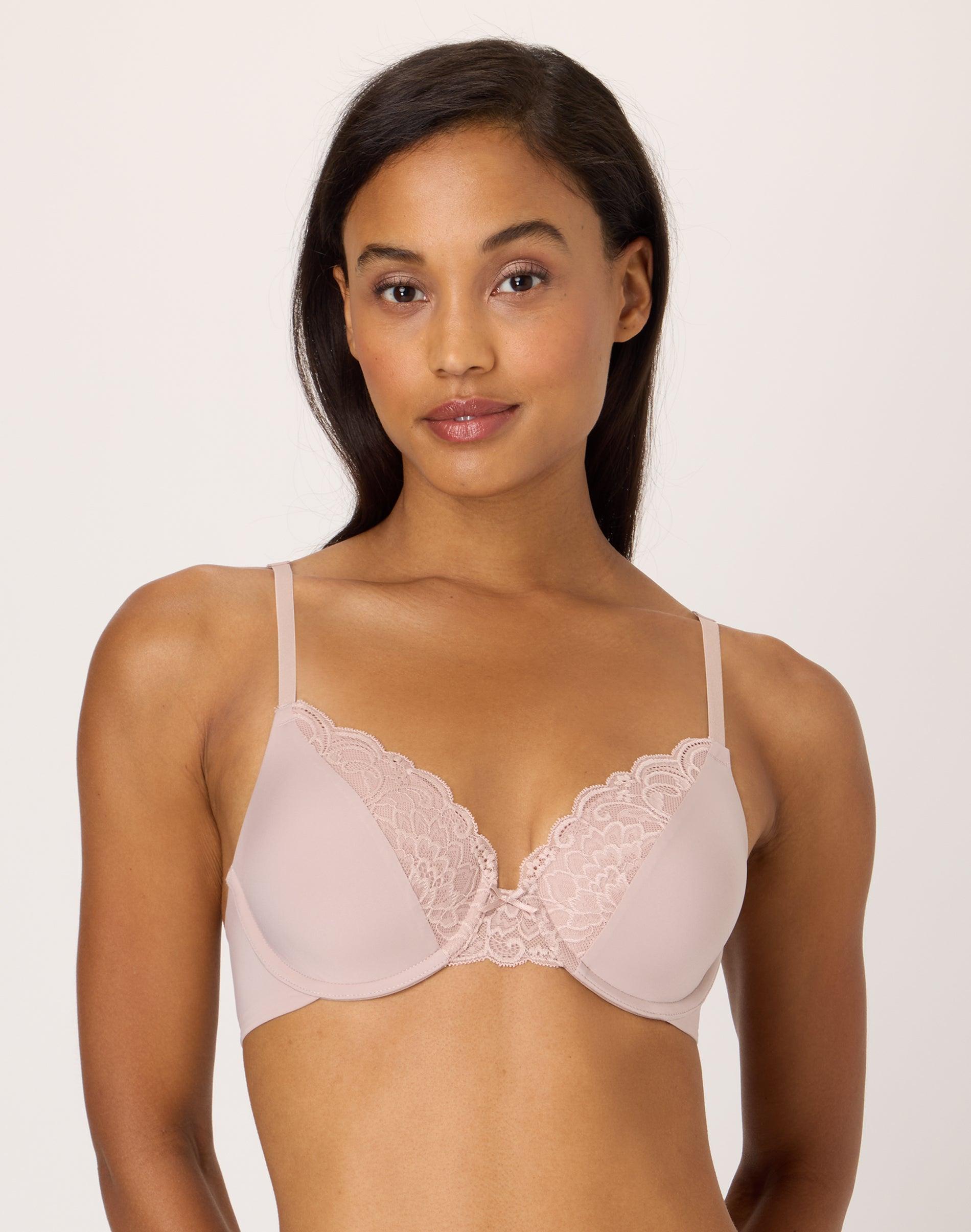 maidenform comfort devotion convertible underwire bra, full coverage evening blush bloom lace 34b women's