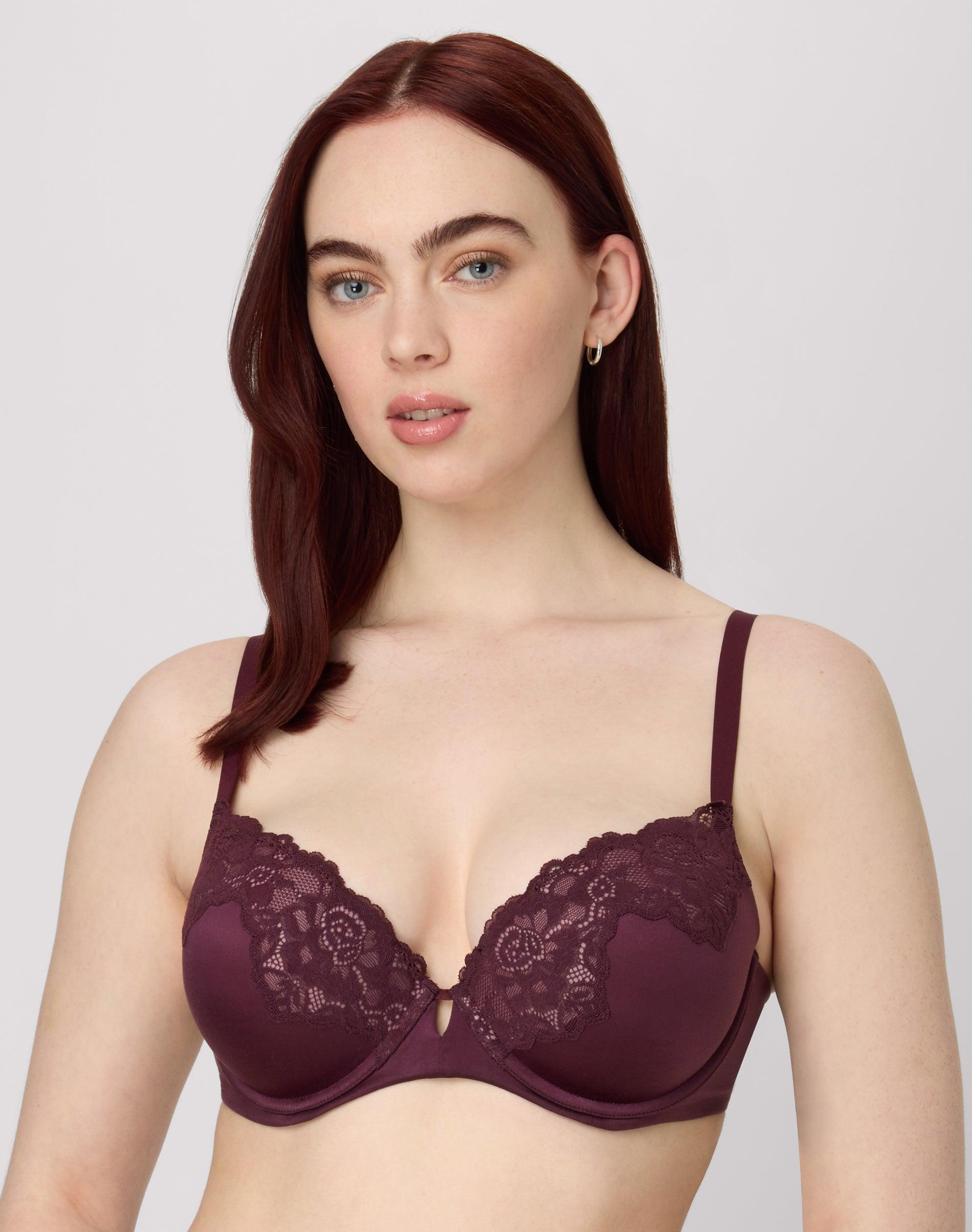 maidenform comfort devotion your lift underwire bra, convertible straps nightfire red w/ currant pur 34b women's