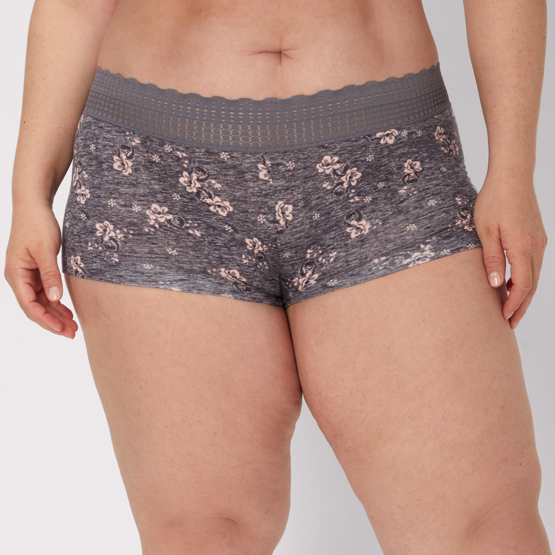 maidenform cotton boyshort with lace excalibur heather floral 5
