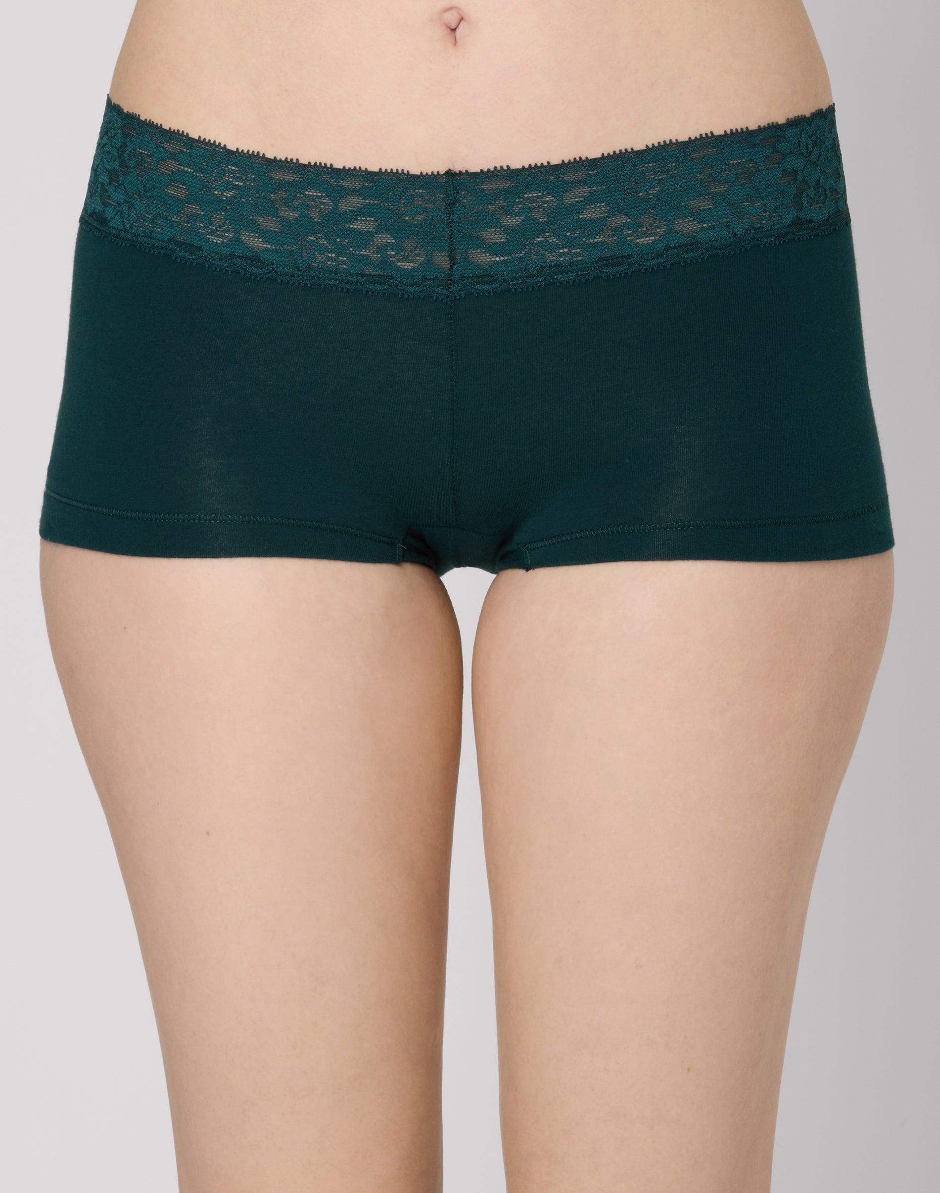 maidenform cotton boyshort with lace fashion green 5