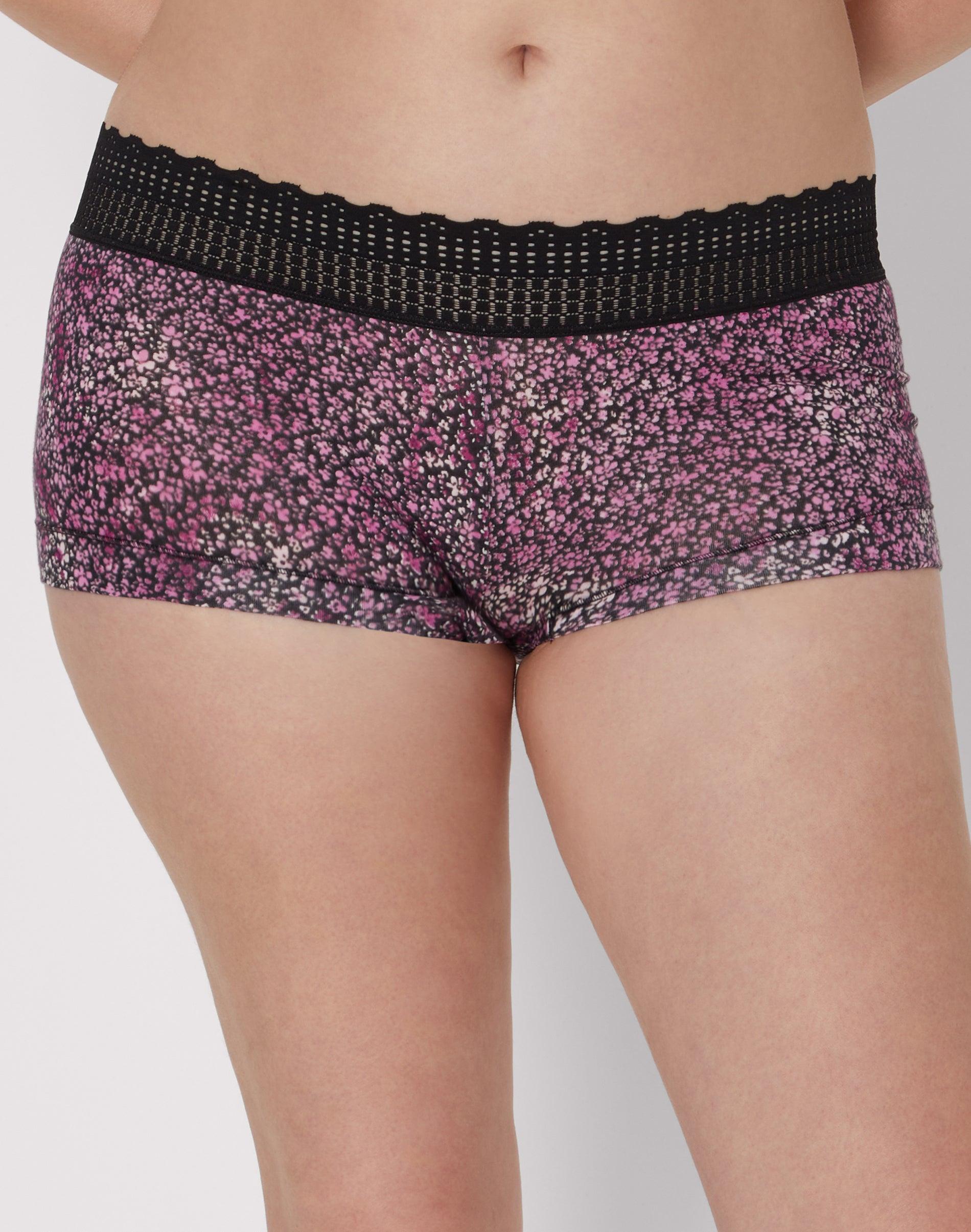 maidenform cotton boyshort with lace pink ombre ditsy print 5