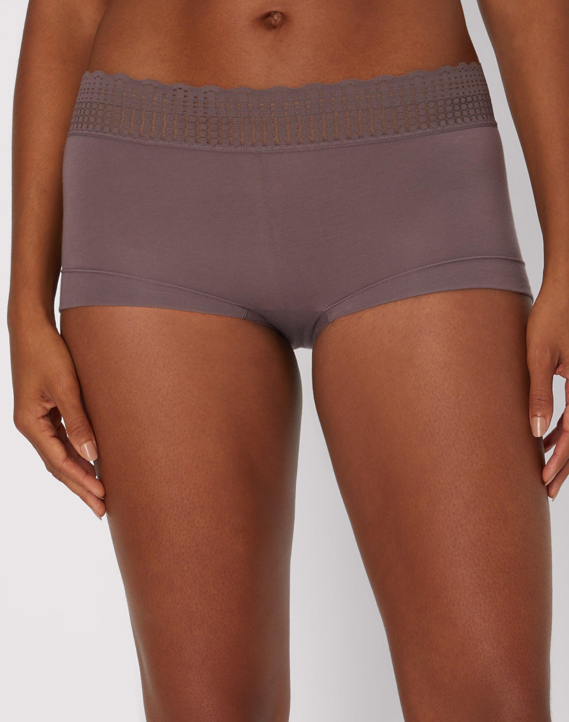 maidenform cotton boyshort with lace sparrow brown 5