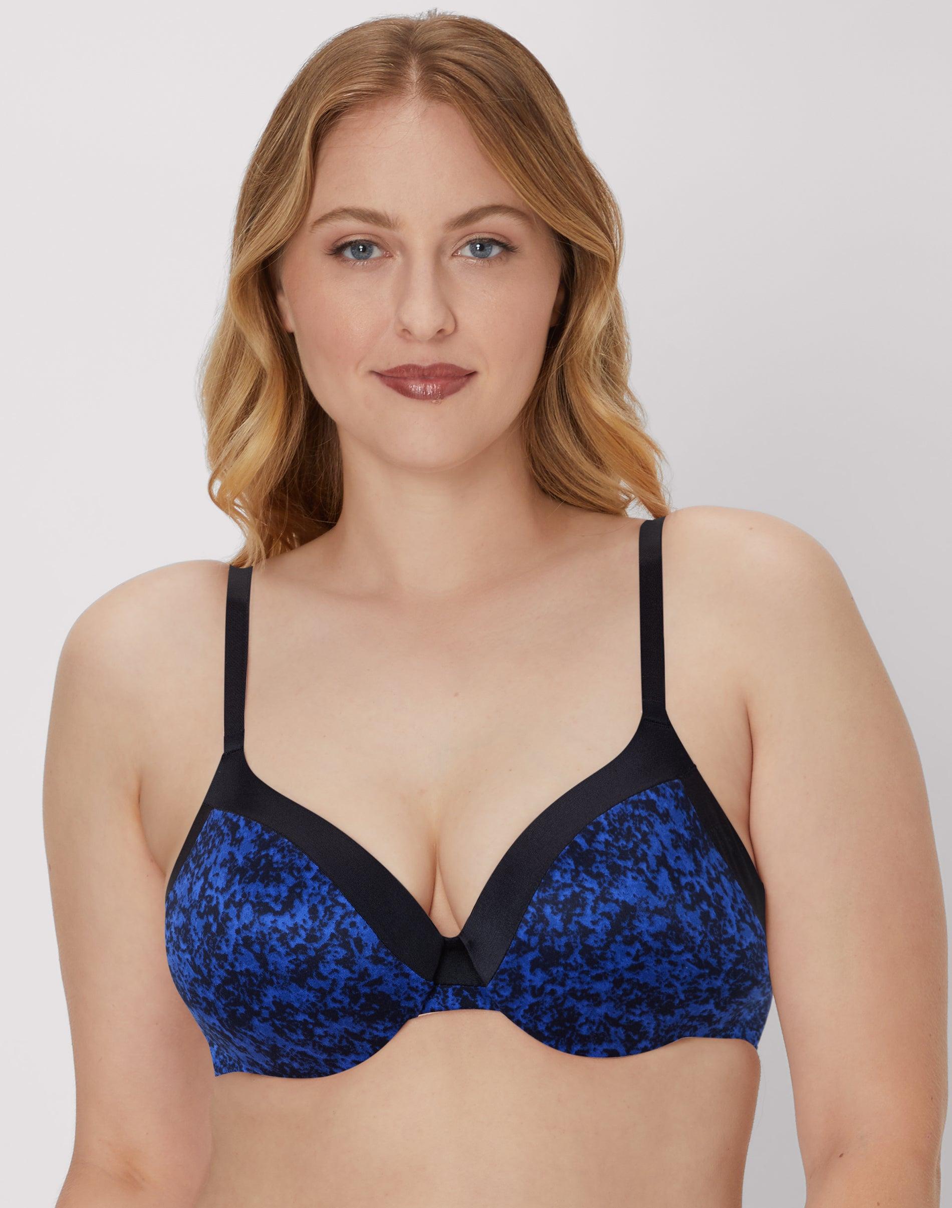 maidenform cushioned underwire bra, comfort devotion, full coverage, convertible black ink texture print 34b women's