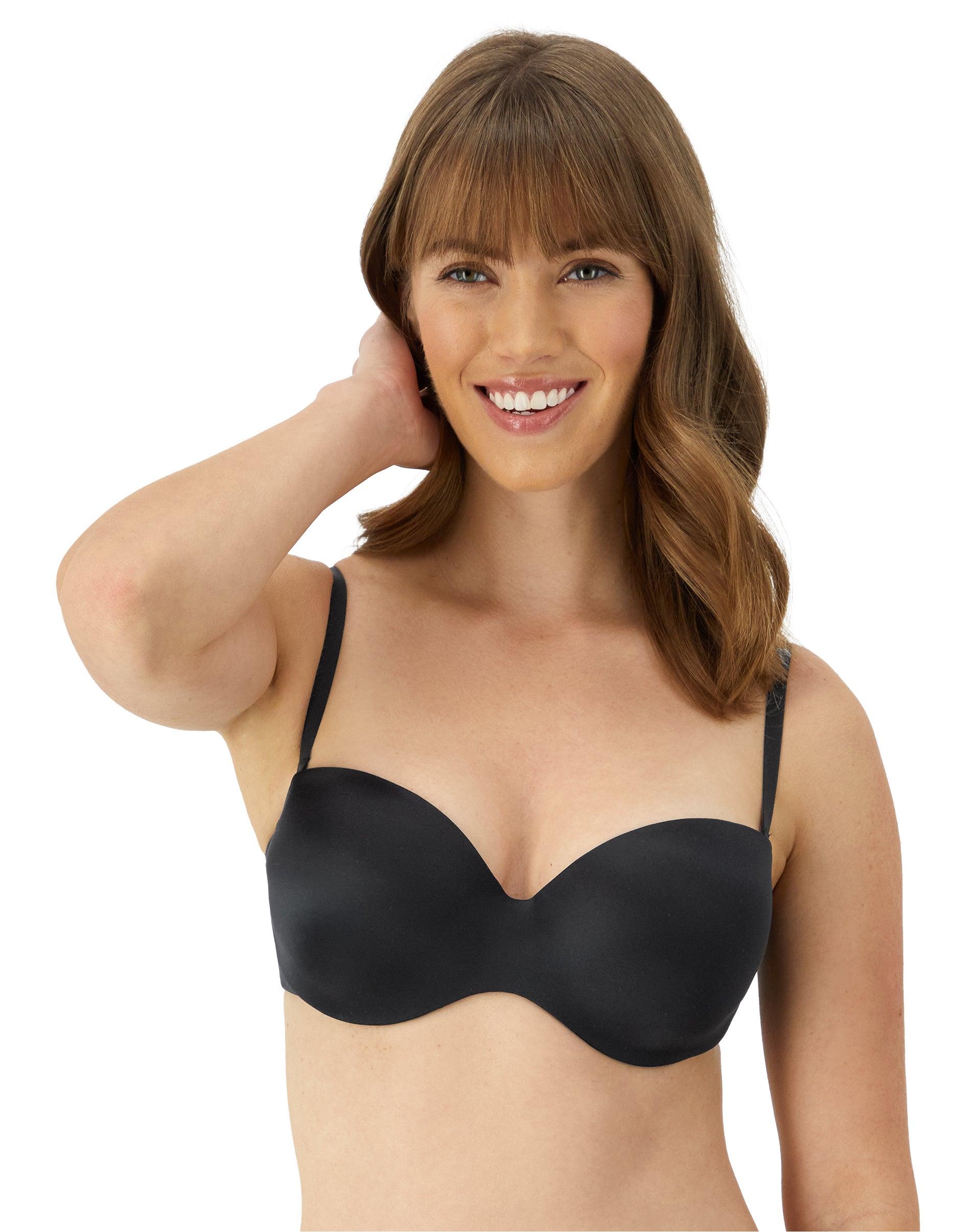 maidenform full coverage strapless underwire bra black/steel grey 36b women's