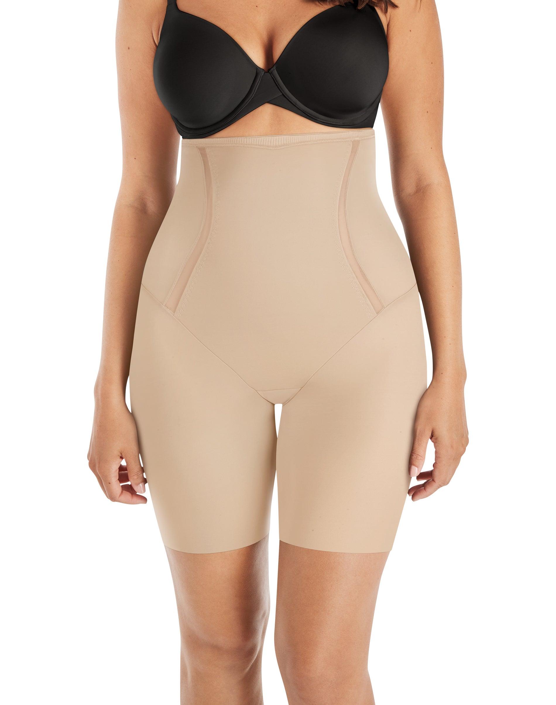 maidenform high-waist tummy control shapewear thigh slimmer latte lift s women's