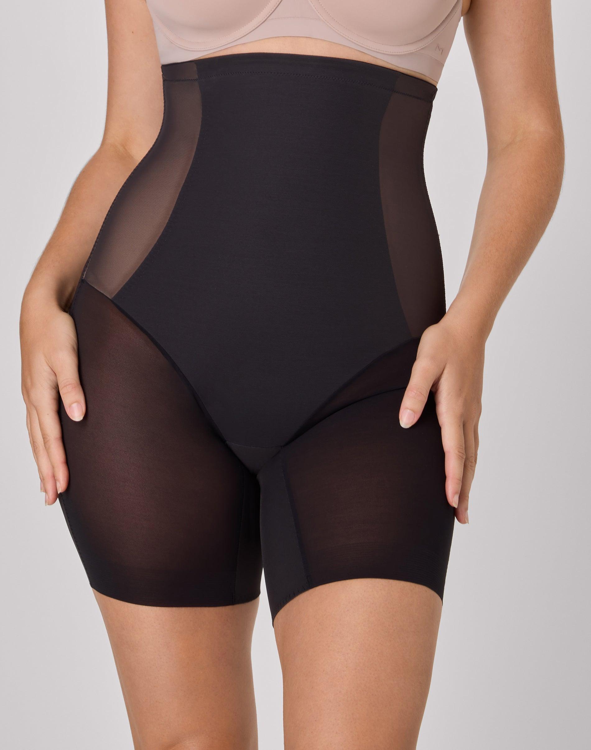 maidenform high-waisted shapewear thigh slimmer, extra firm black s women's