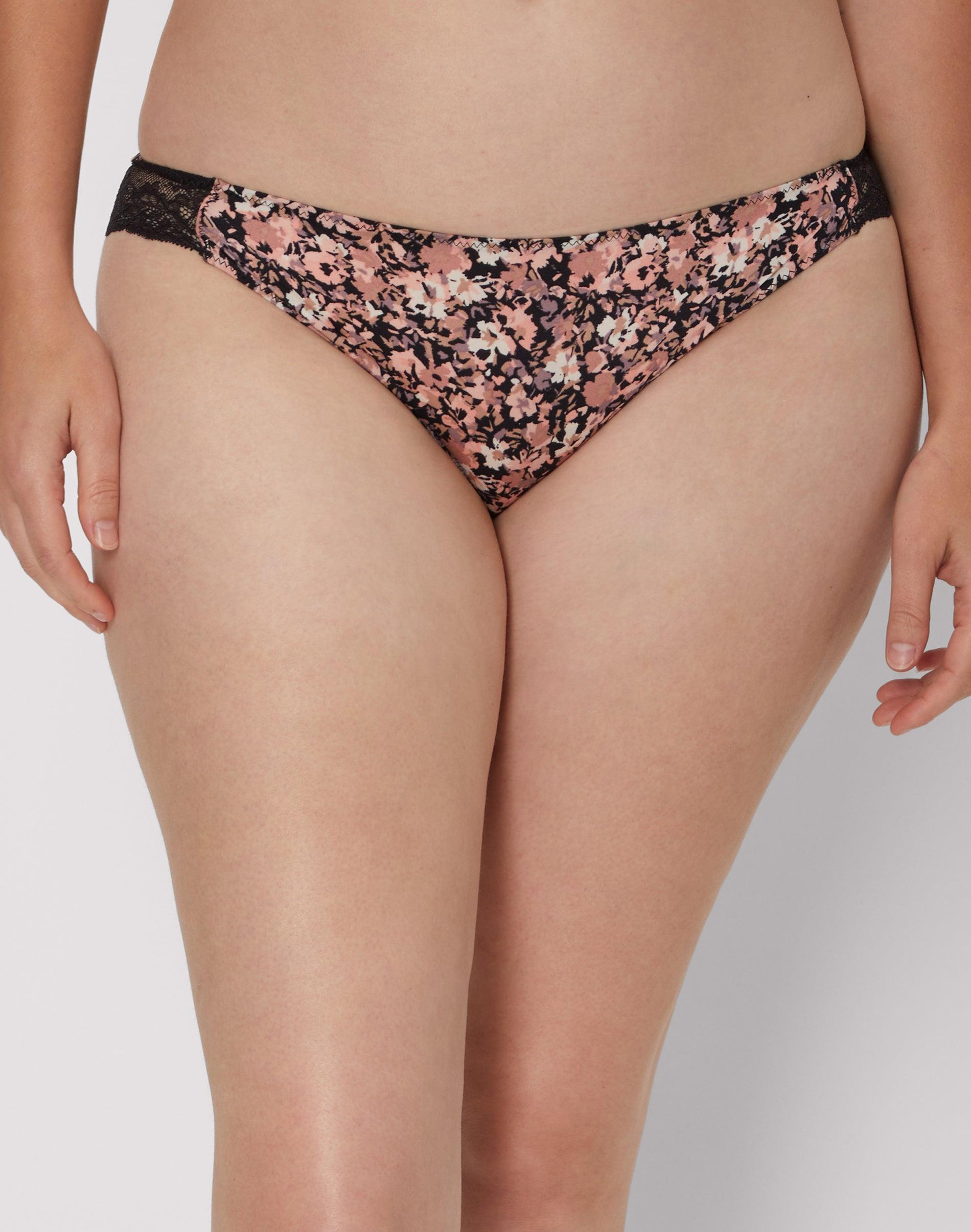 maidenform lace back tanga underwear abstract black floral 5 women's