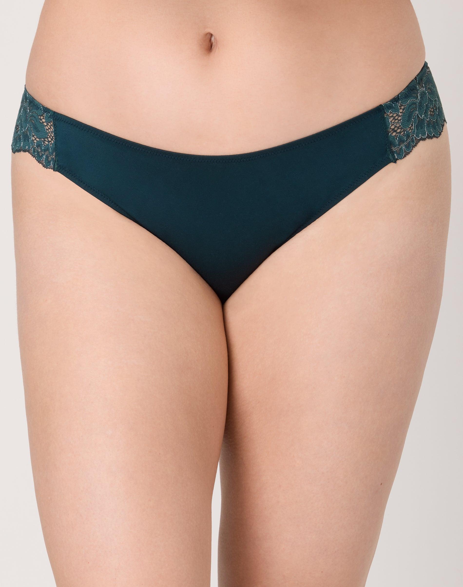 maidenform lace back tanga underwear fashion green w/ silver 5 women's