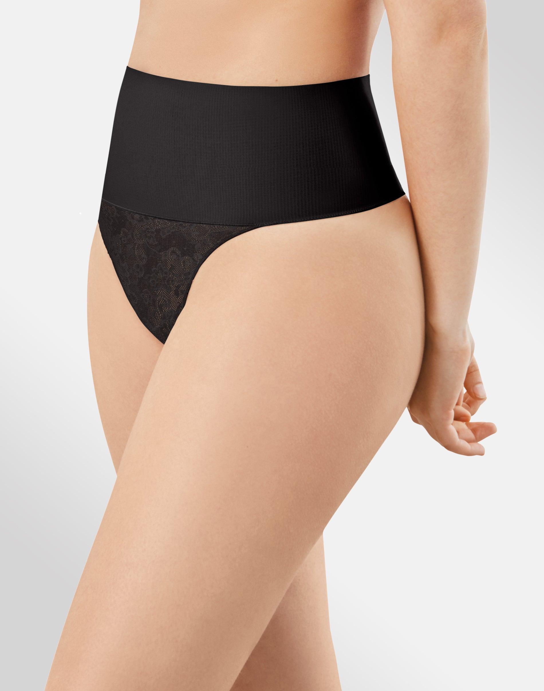 maidenform lace tummy control shapewear underwear thong, breathable, firm black s women's
