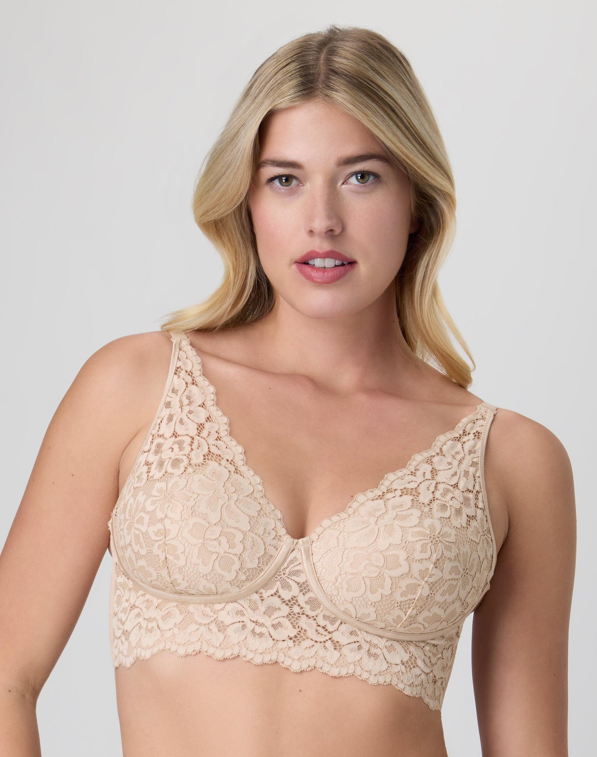 maidenform lightly lined convertible lace bralette paris nude 32b women's