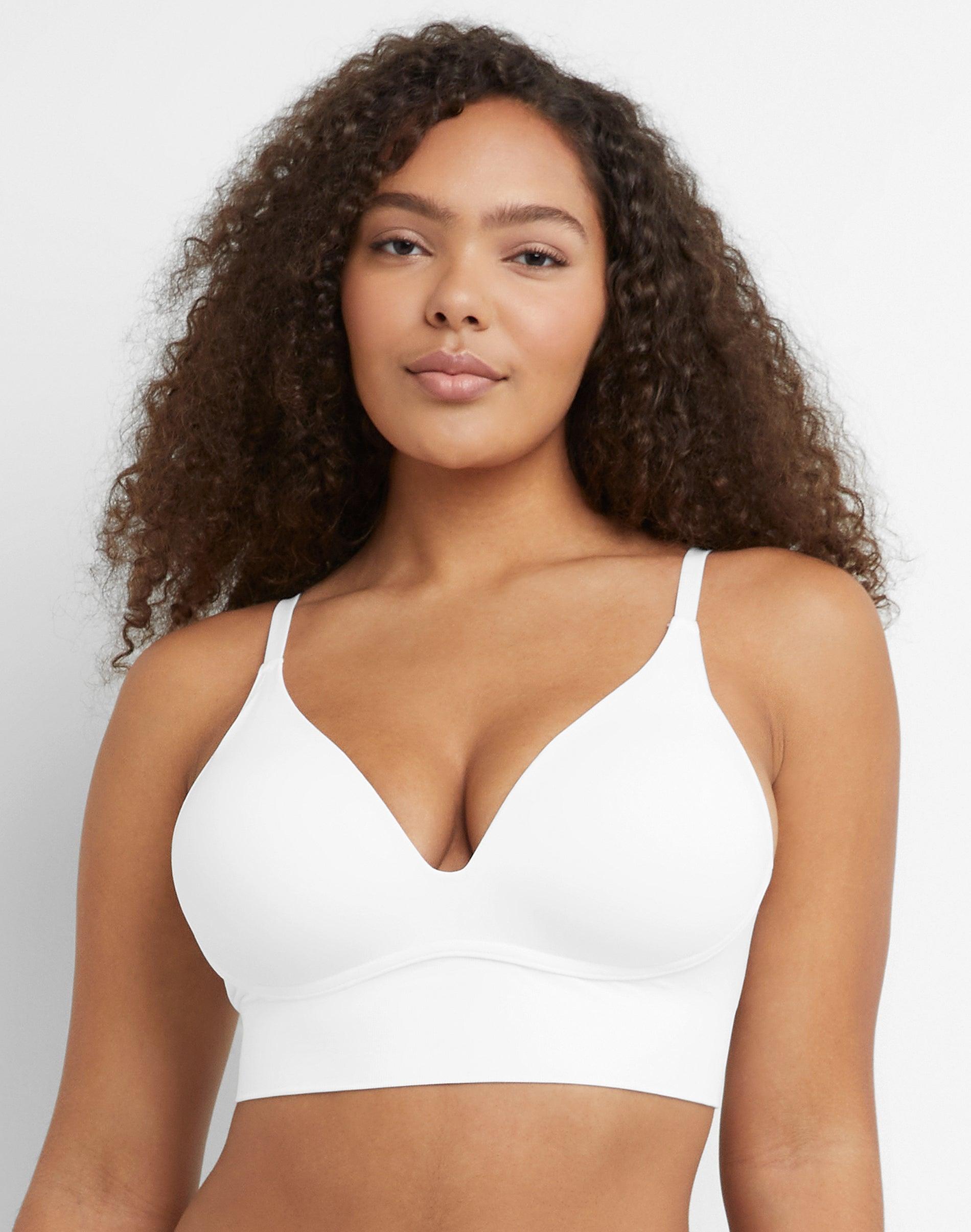 maidenform m seamless push-up bra, convertible longline bralette (plus size available) white s women's