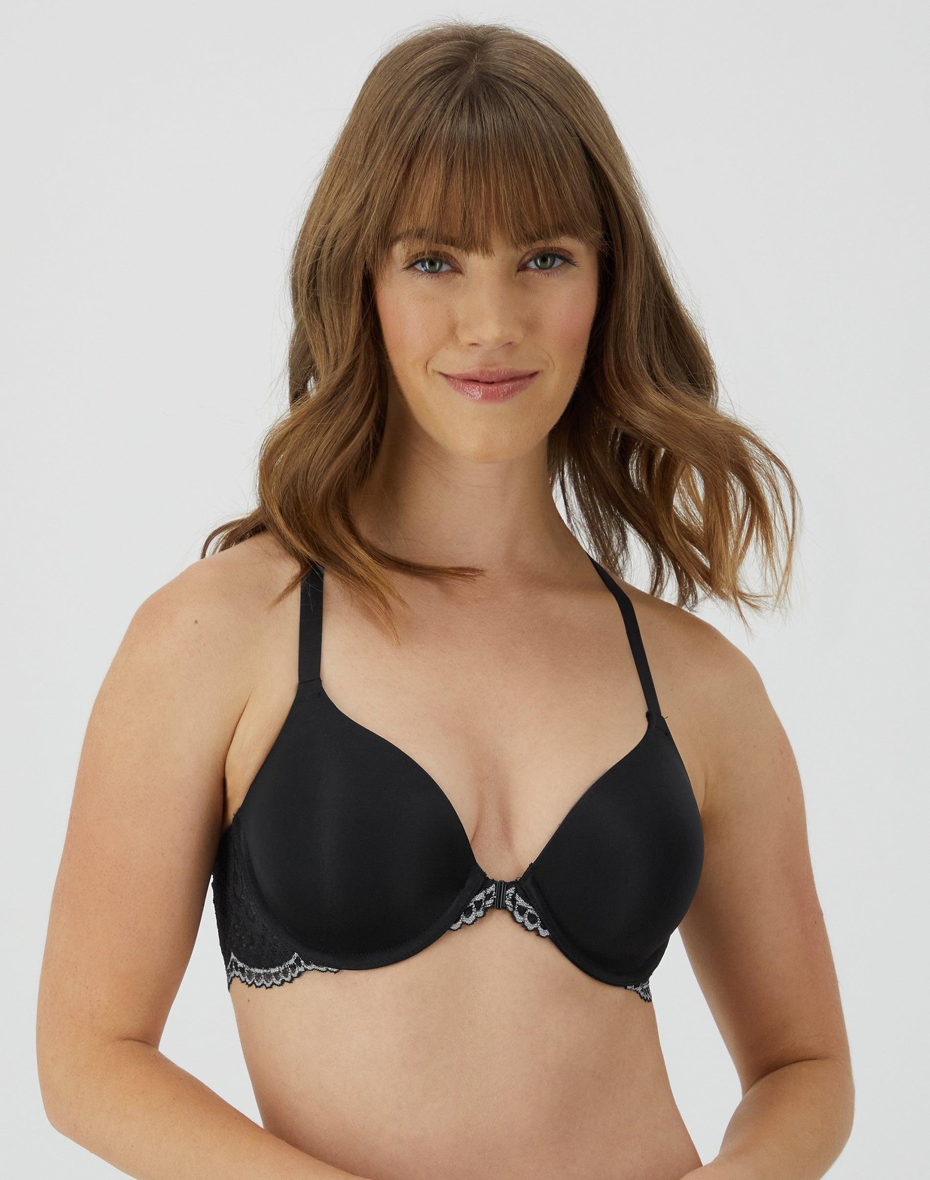 maidenform one fab fit everyday full coverage racerback bra black w/eiffel grey 34b women's
