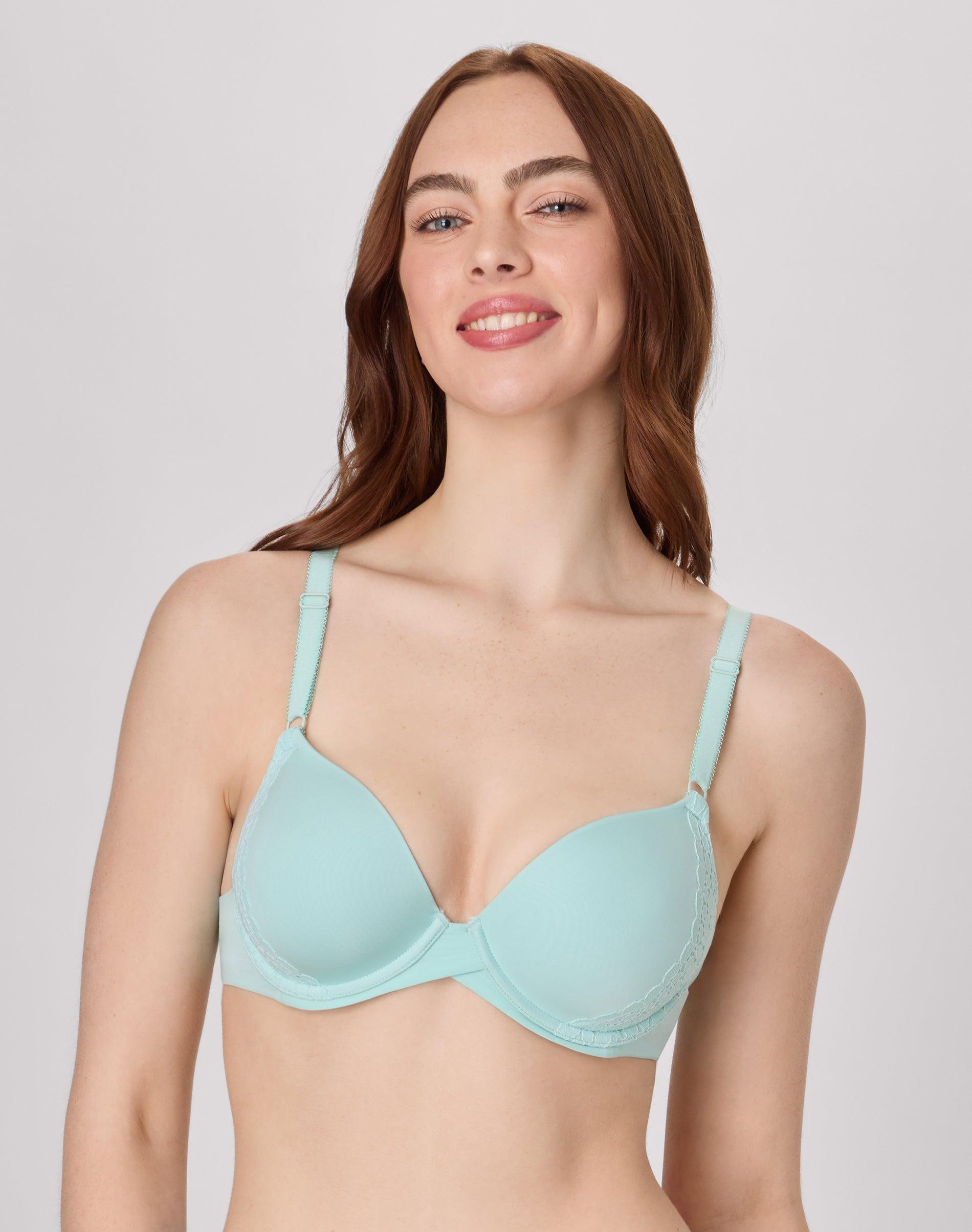 maidenform one fab fit everyday modern demi underwire bra blue spearmint w/ white 34a women's