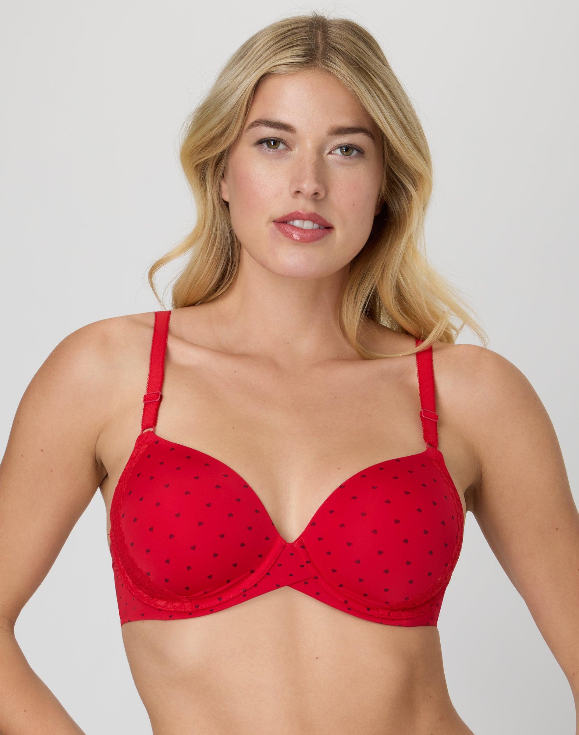 maidenform one fab fit everyday modern demi underwire bra holly berry red heart prt 34a women's