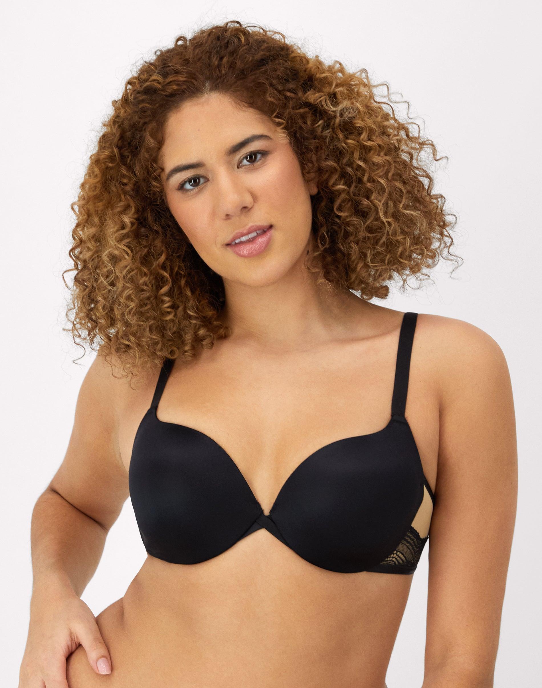 maidenform push up & in underwire push-up bra black w/body beige 32a women's