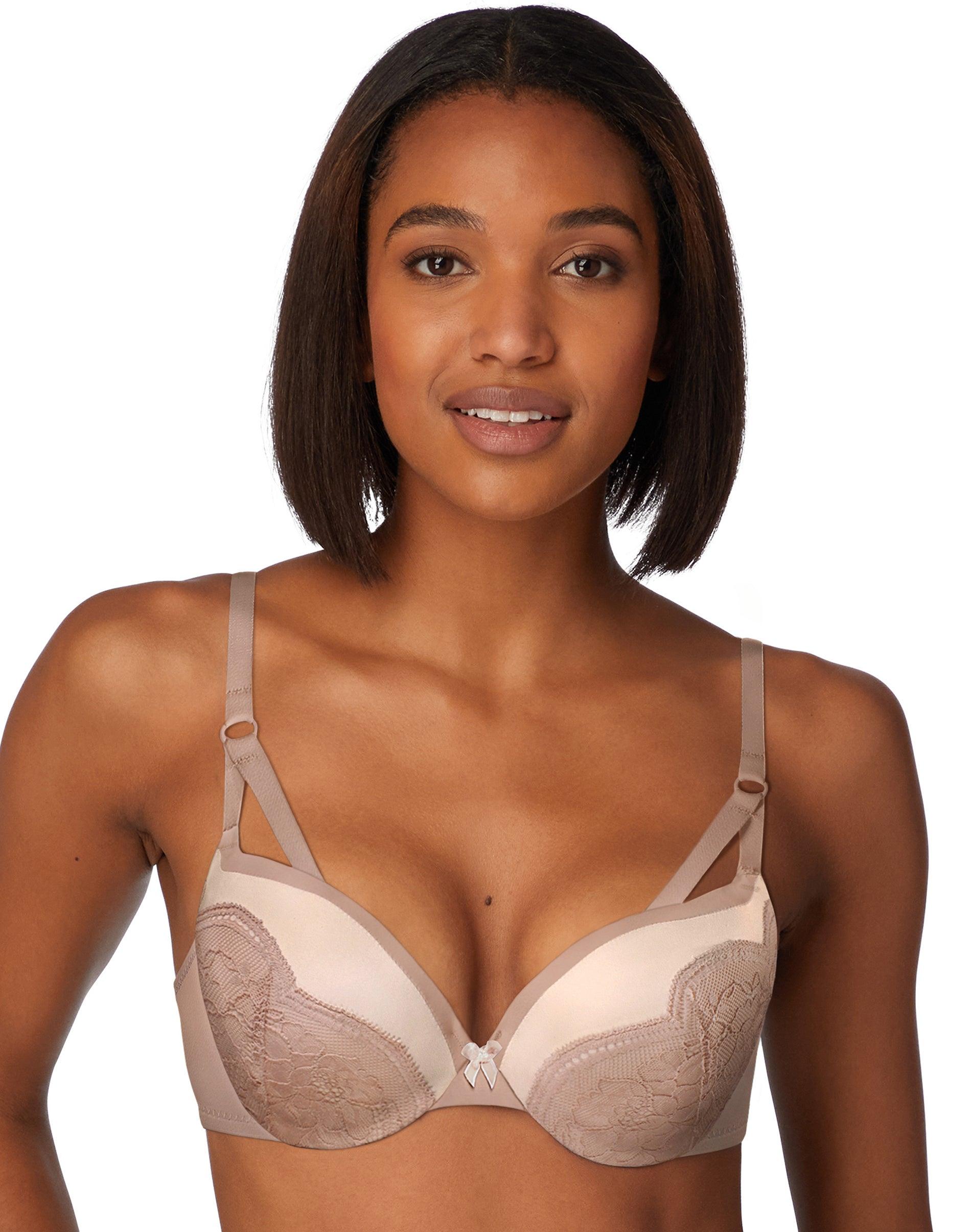 maidenform push up & in underwire push-up bra evening blush w/rose petal cream lace 32a women's