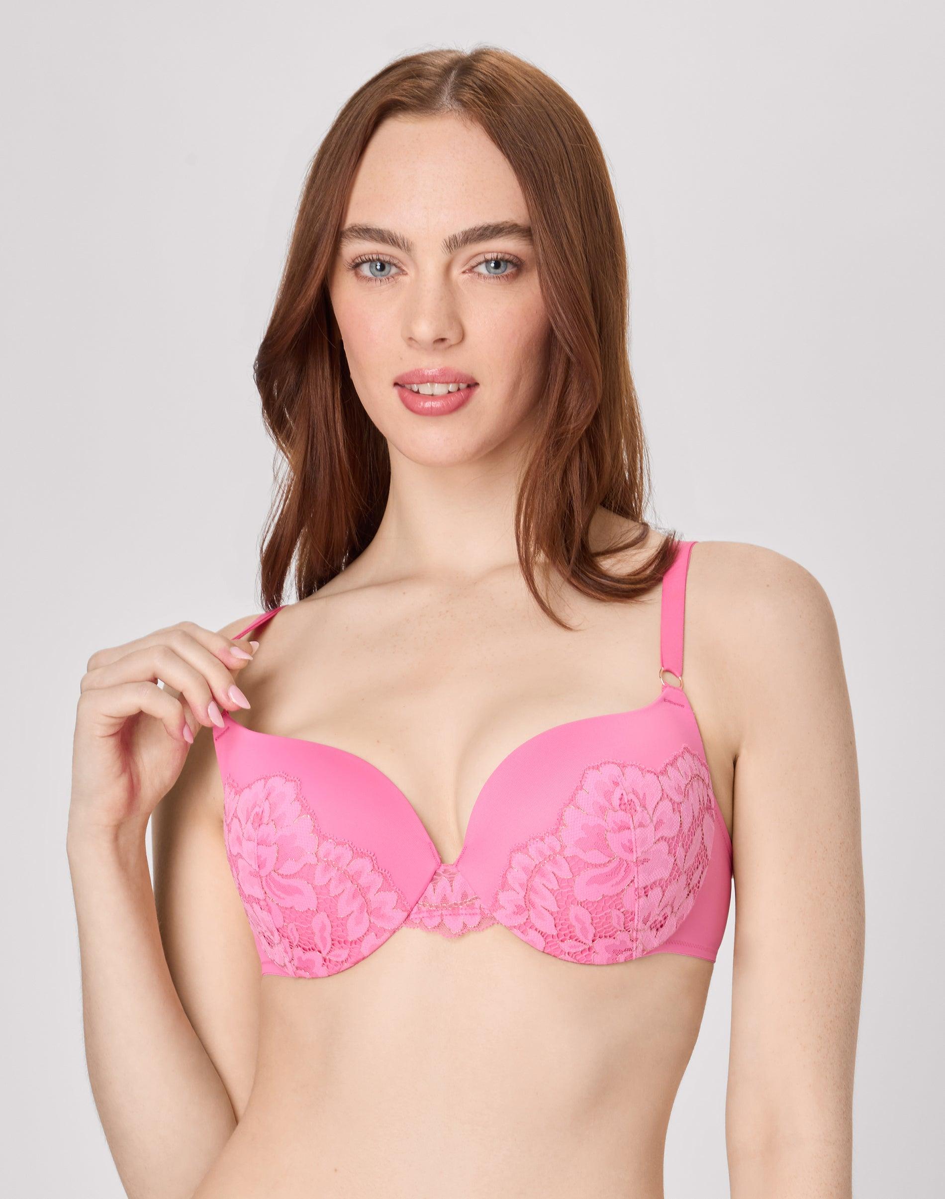 maidenform push up & in underwire push-up bra heirloom pink w/ gold 34b women's