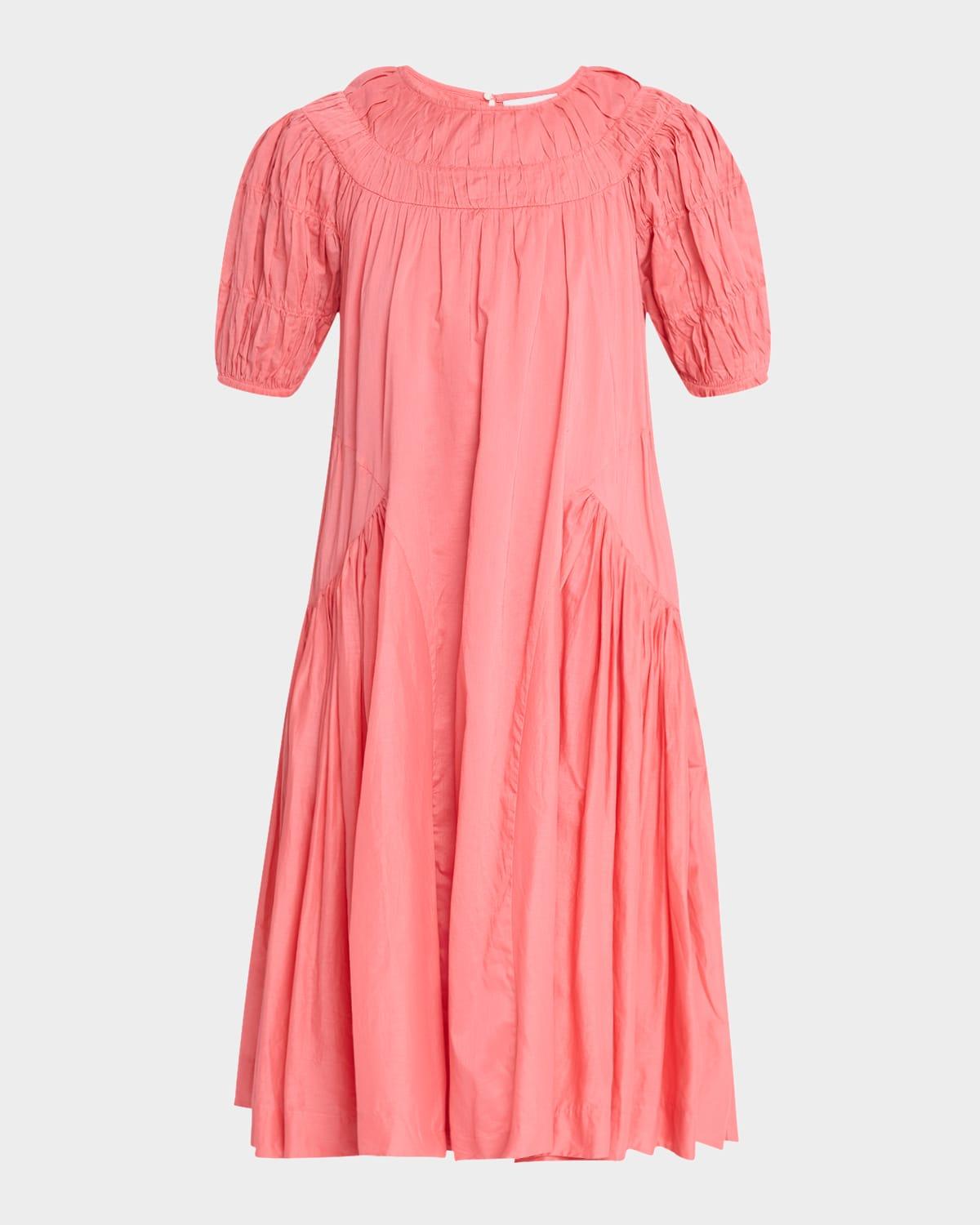 maigret ruched puff-sleeve cotton dress