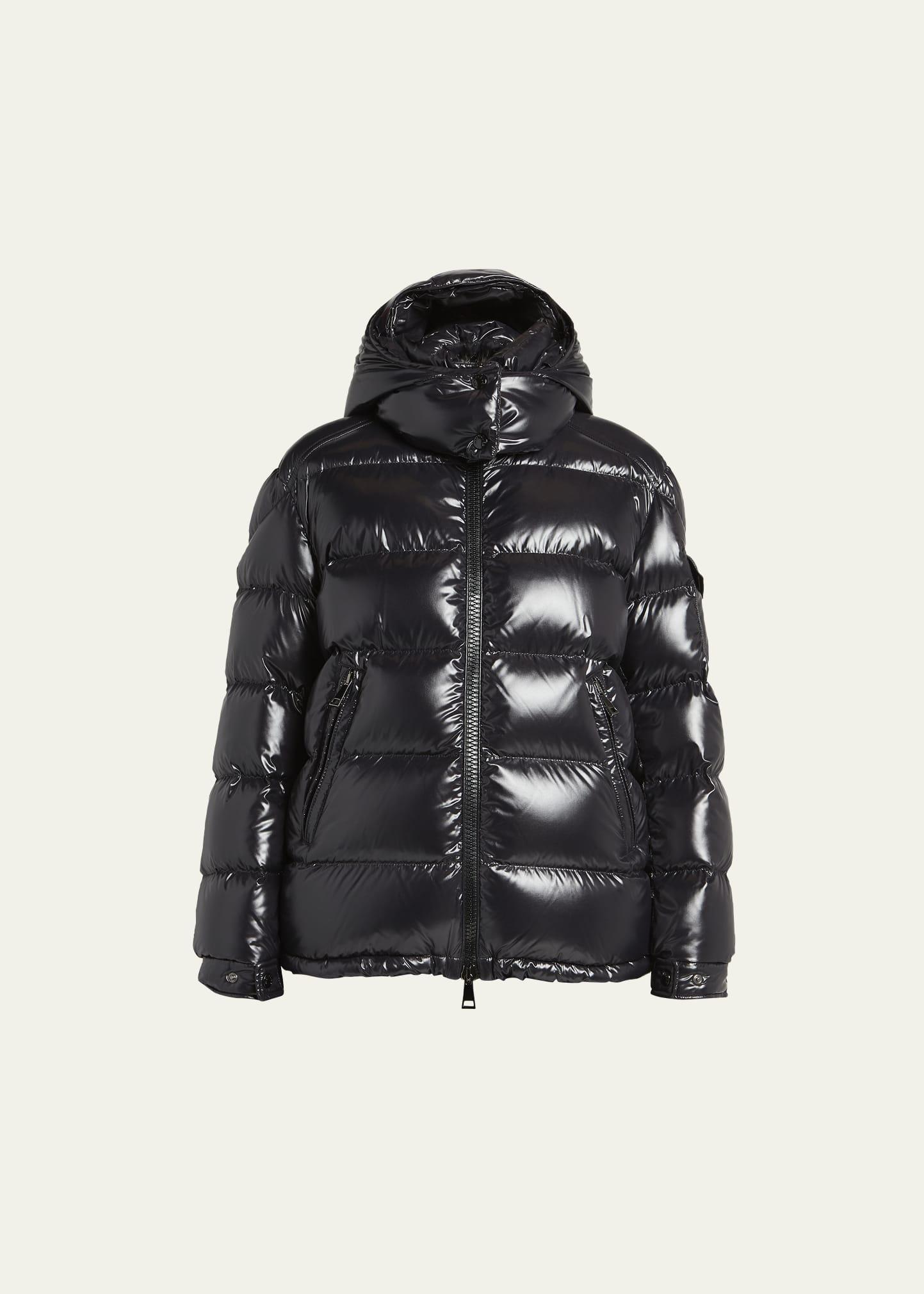 maire shiny puffer jacket with removable hood