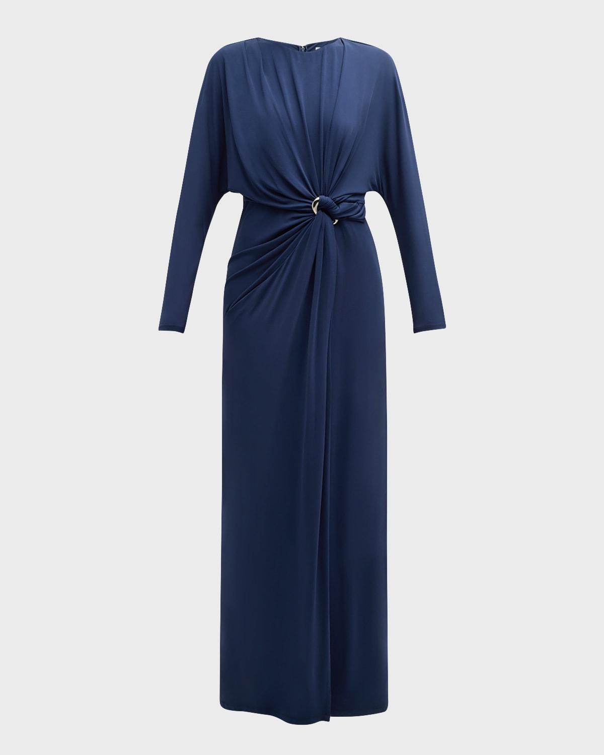 maisie draped blouson column gown