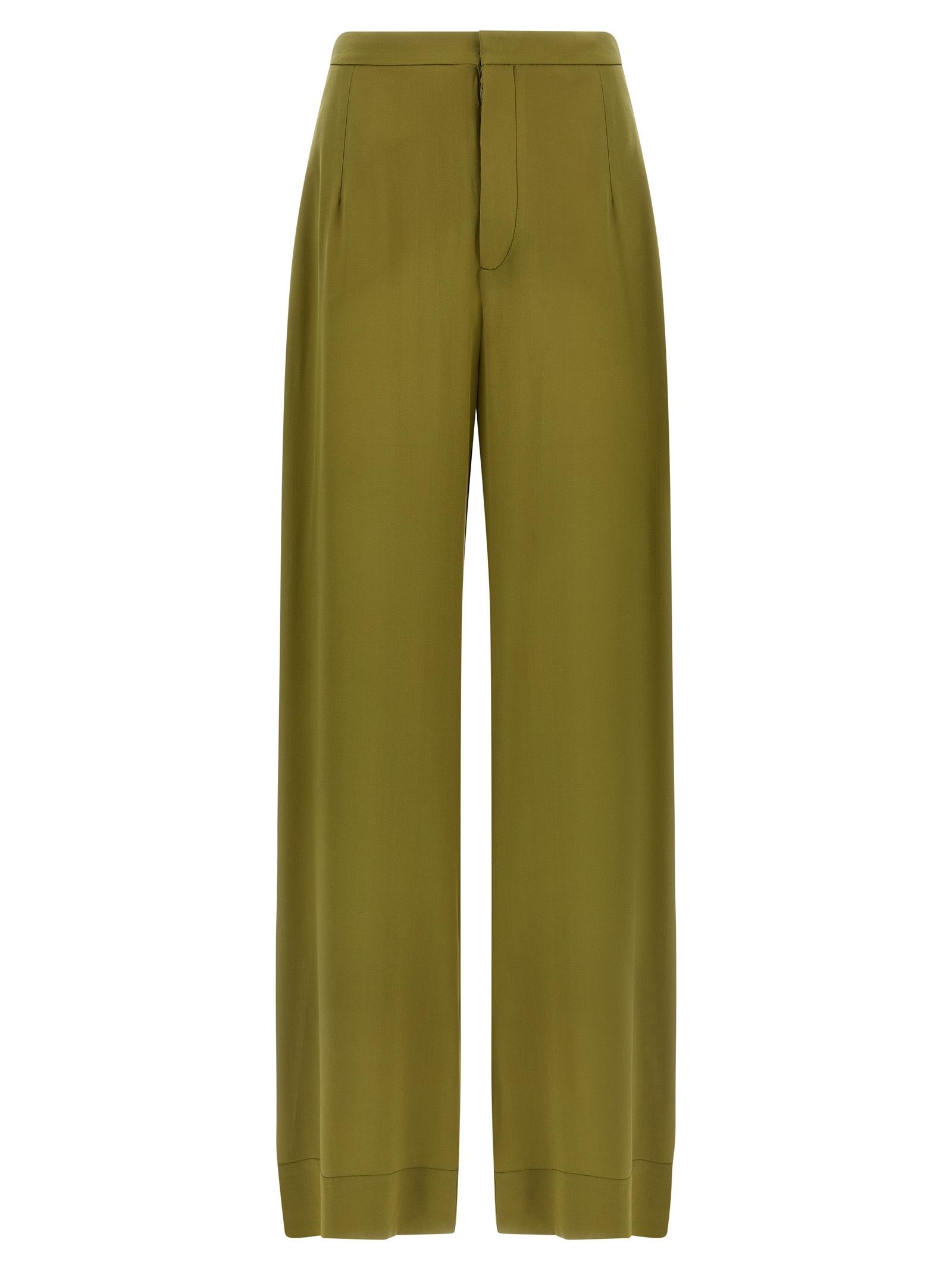 maison jejia jean pants green silk - women