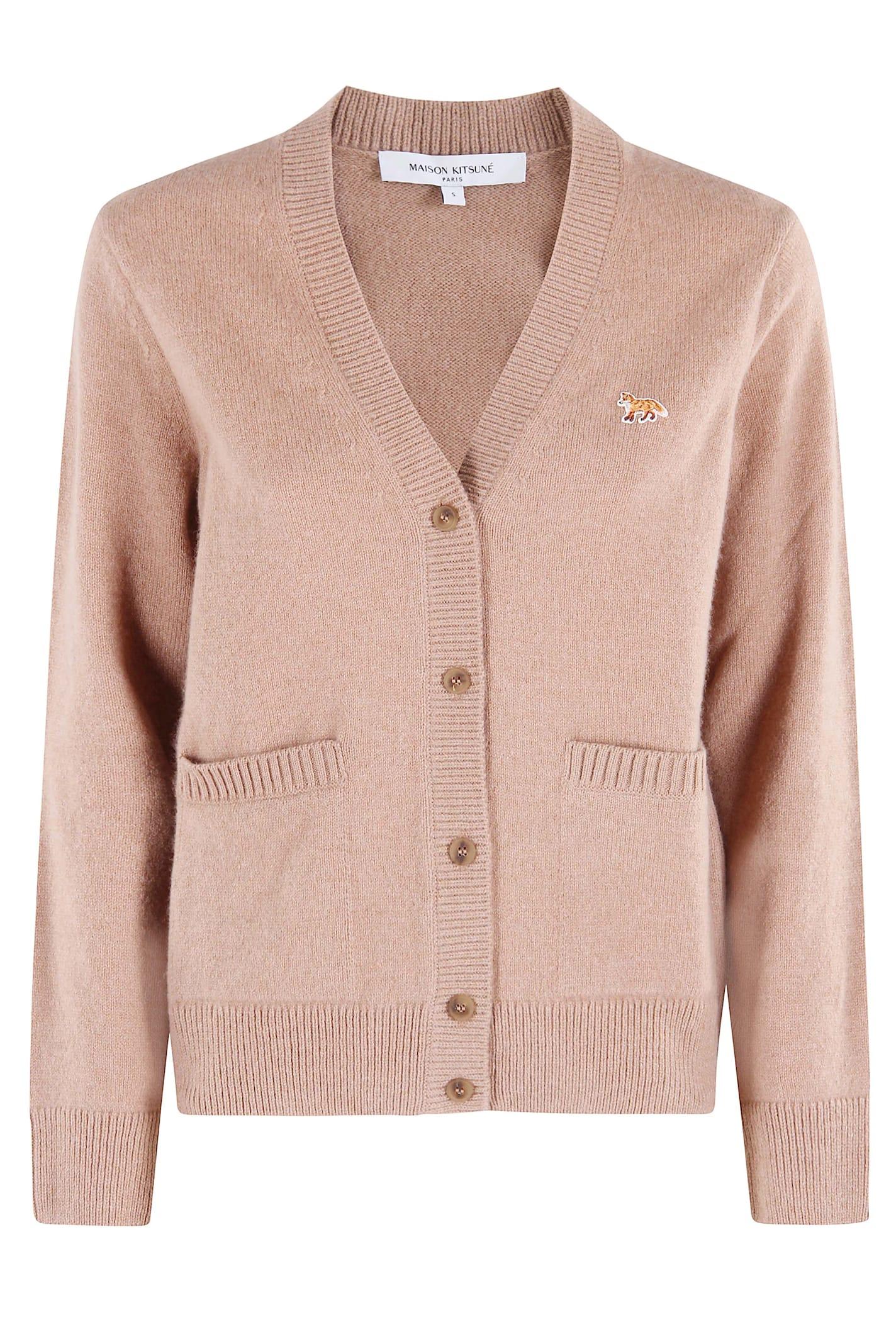 maison kitsuné baby fox lambswool boxy cardigan