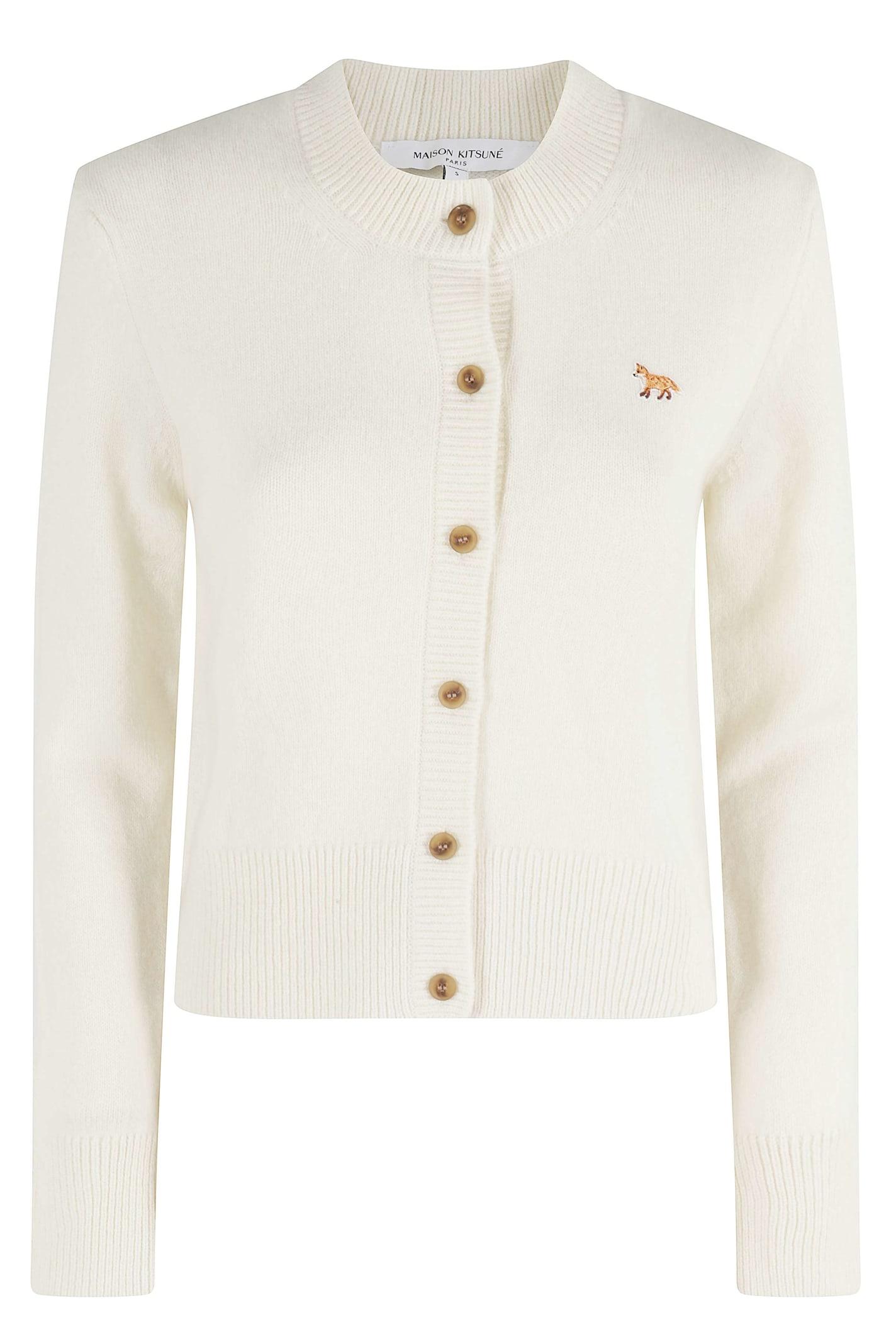 maison kitsuné baby fox lambswool fitted cardigan