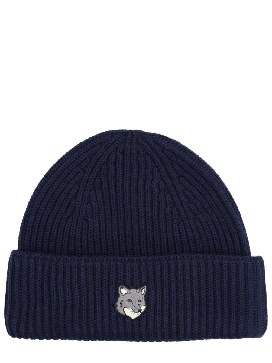 maison kitsuné beanie with fox patch
