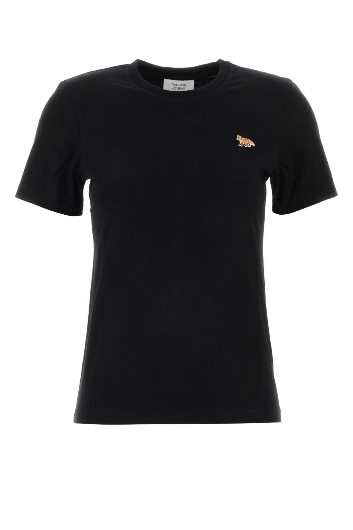 maison kitsuné black cotton t-shirt