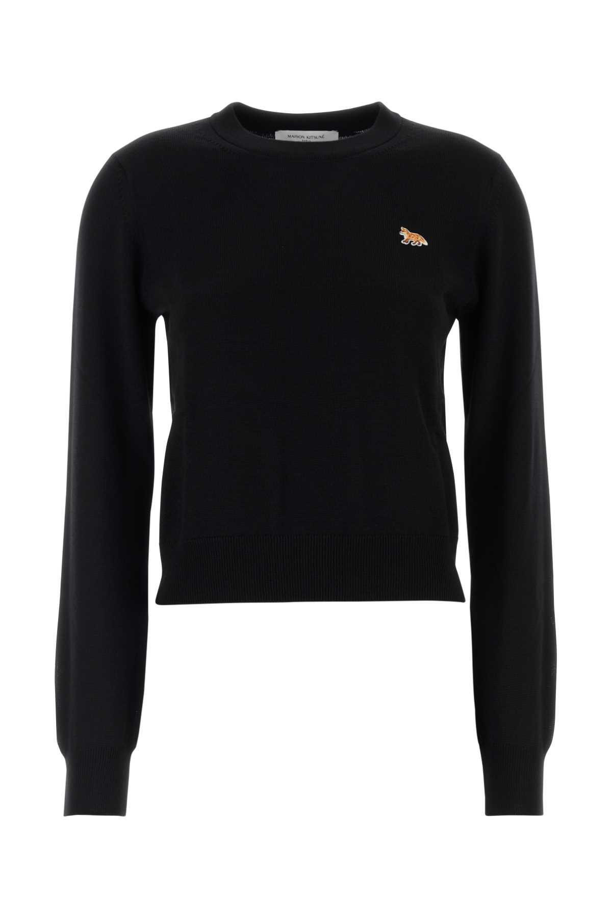 maison kitsuné black wool sweater