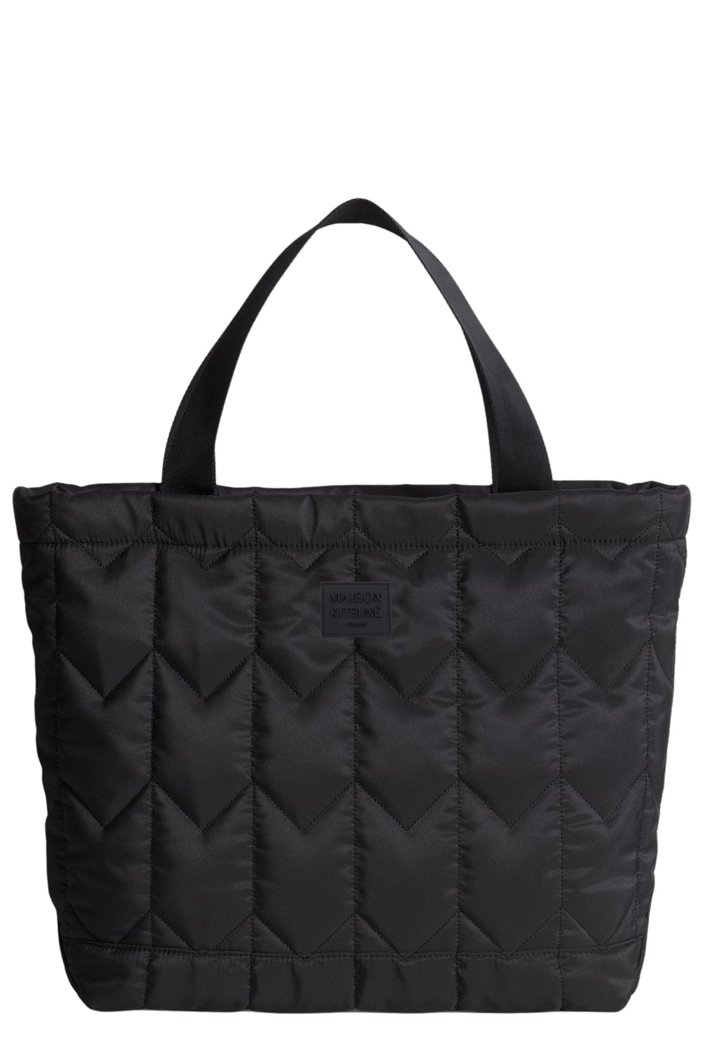 maison kitsuné chevron quilted large tote